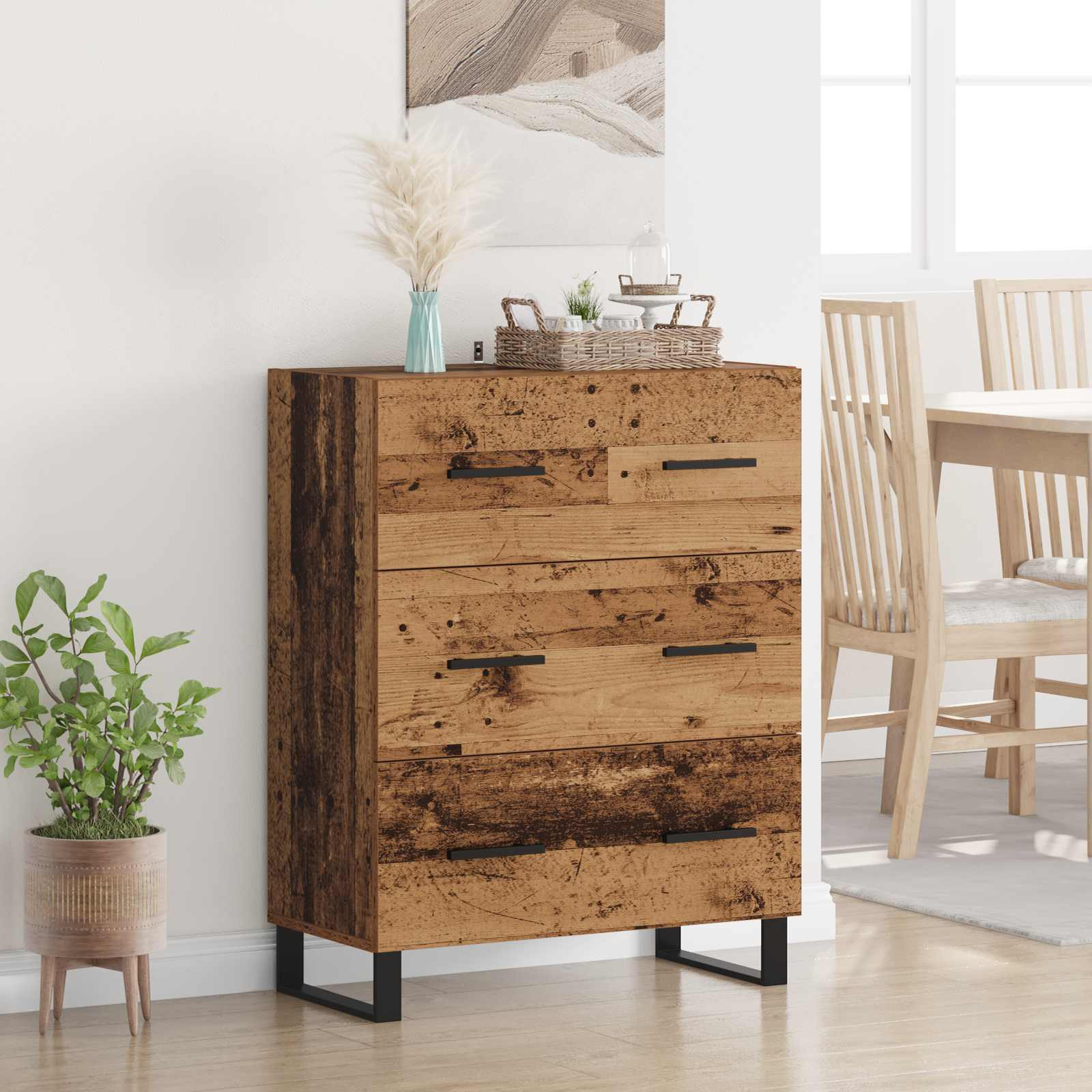vidaXL Sideboard Altholz 69,5 x 34 x 90 cm Verbundholz und Eisen