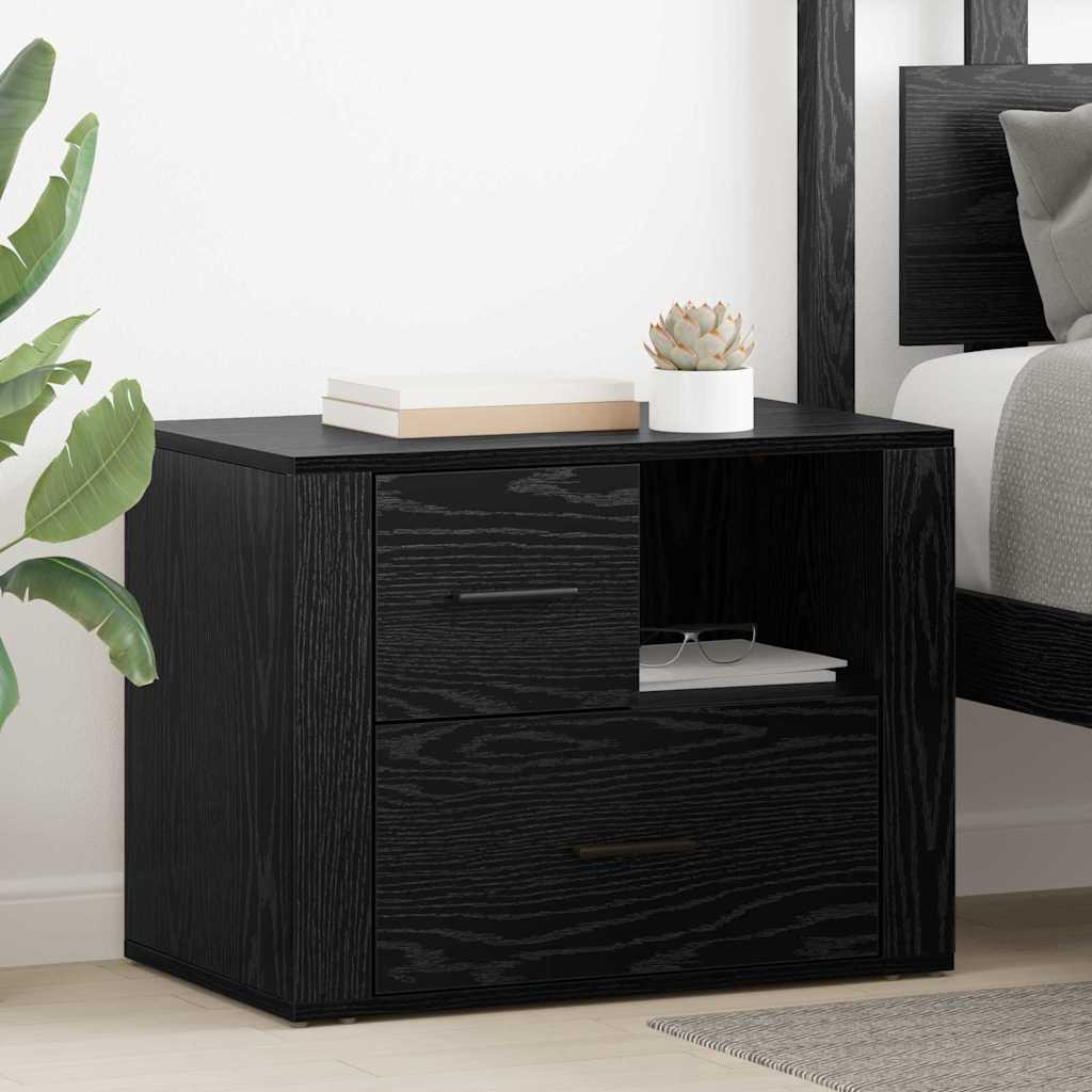 vidaXL Nachttisch Schwarz Eichen-Optik 35 x 60 x 50 cm Holzwerkstoff