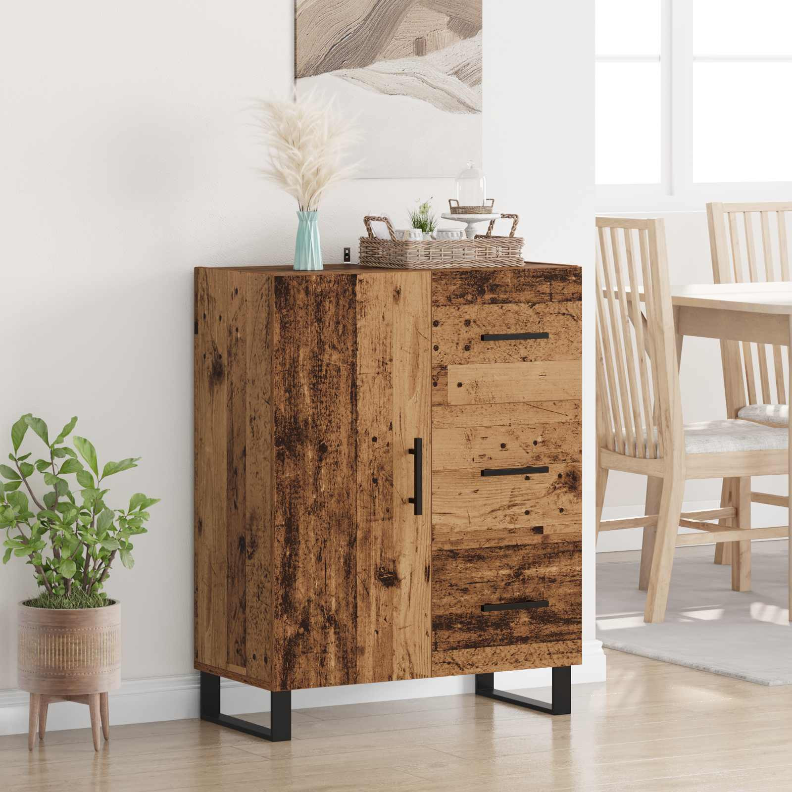 vidaXL Sideboard Altholz 69,5 x 34 x 90 cm Verbundholz und Eisen