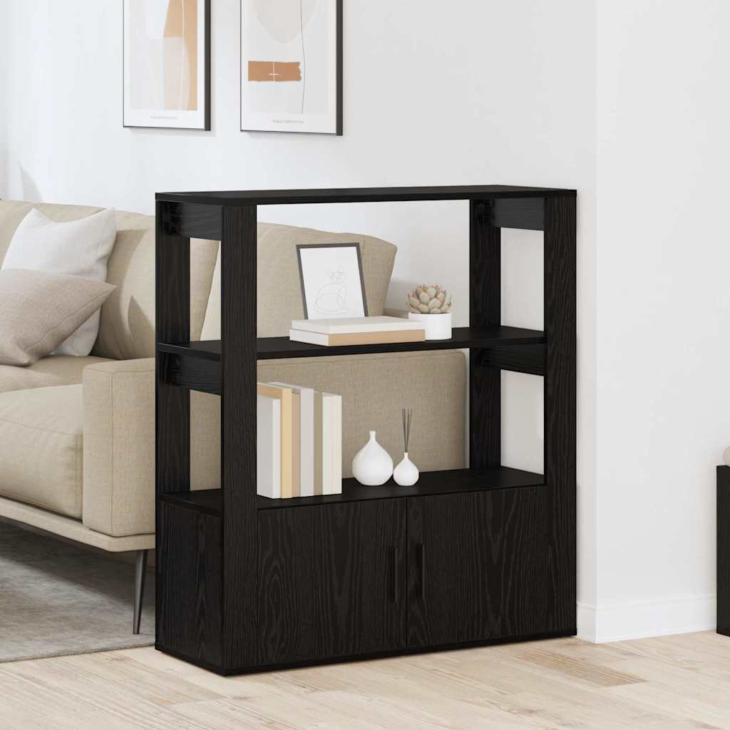 vidaXL Sideboard Schwarz Eichen-Optik 30 x 80 x 90 cm Holzwerkstoff