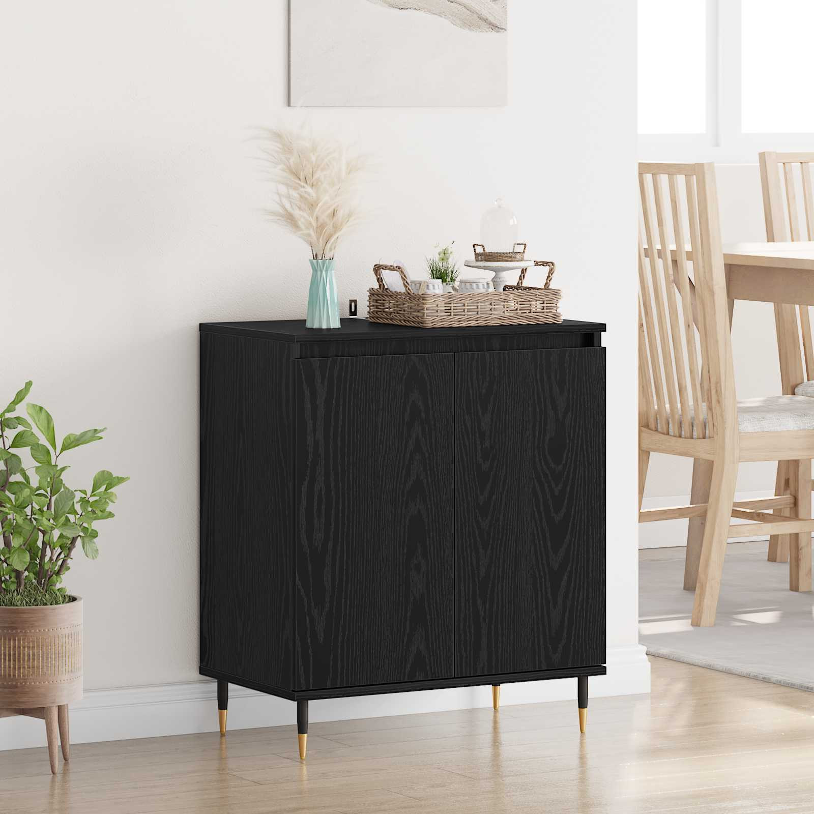 vidaXL Sideboard Schwarz Eichen-Optik 60 x 35 x 70 cm Holzwerkstoff