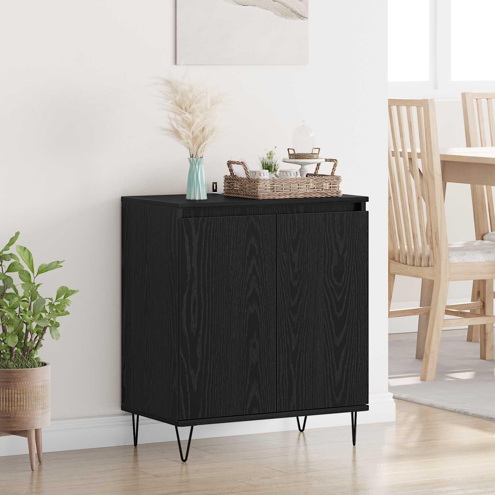 vidaXL Sideboard Schwarz Eichen-Optik 60 x 35 x 70 cm Holzwerkstoff