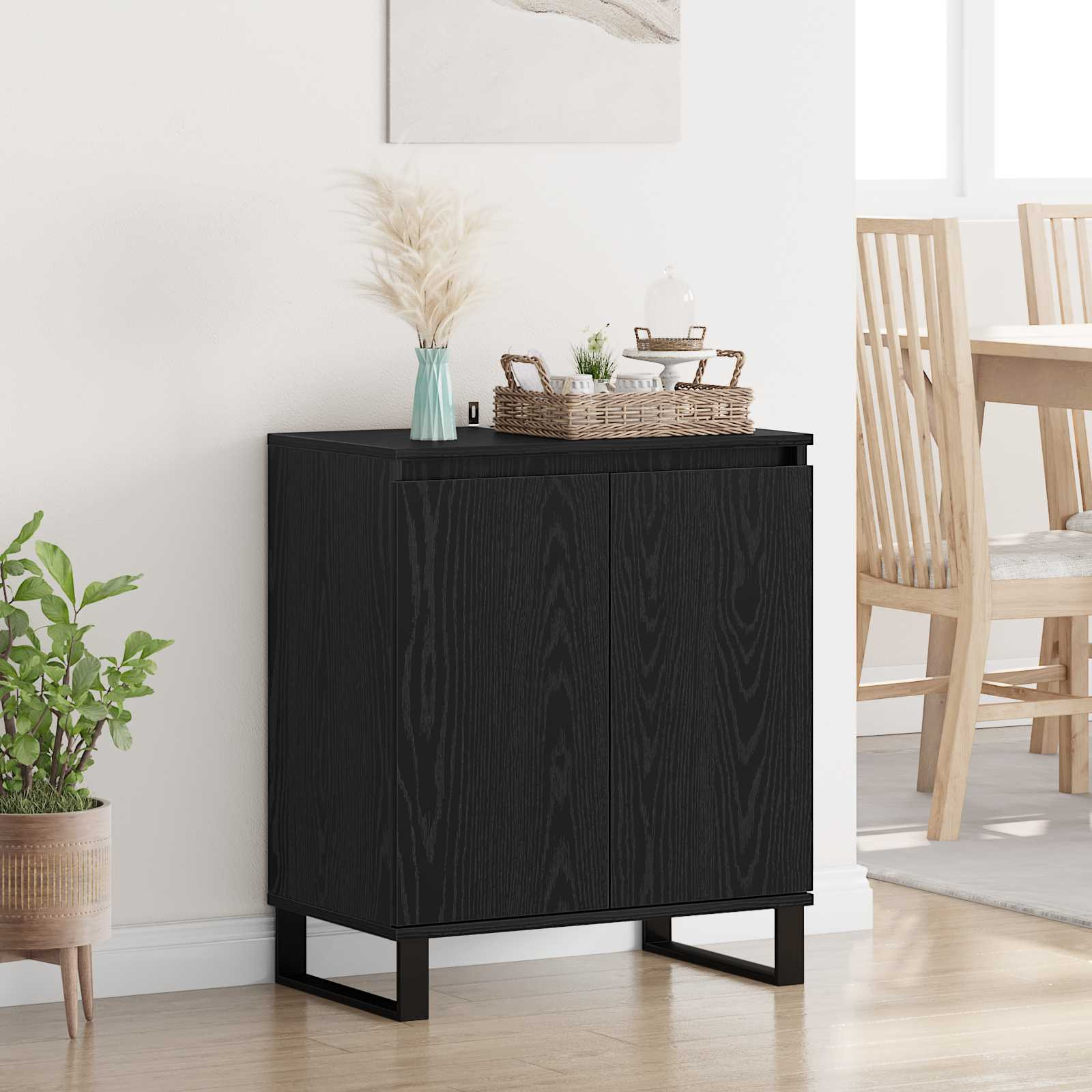 vidaXL Sideboard Schwarz Eichen-Optik 60 x 35 x 70 cm Holzwerkstoff