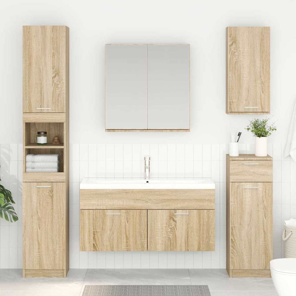 vidaXL Waschbeckenunterschrank mit Speicher Sonoma-Eiche Holzwerkstoff