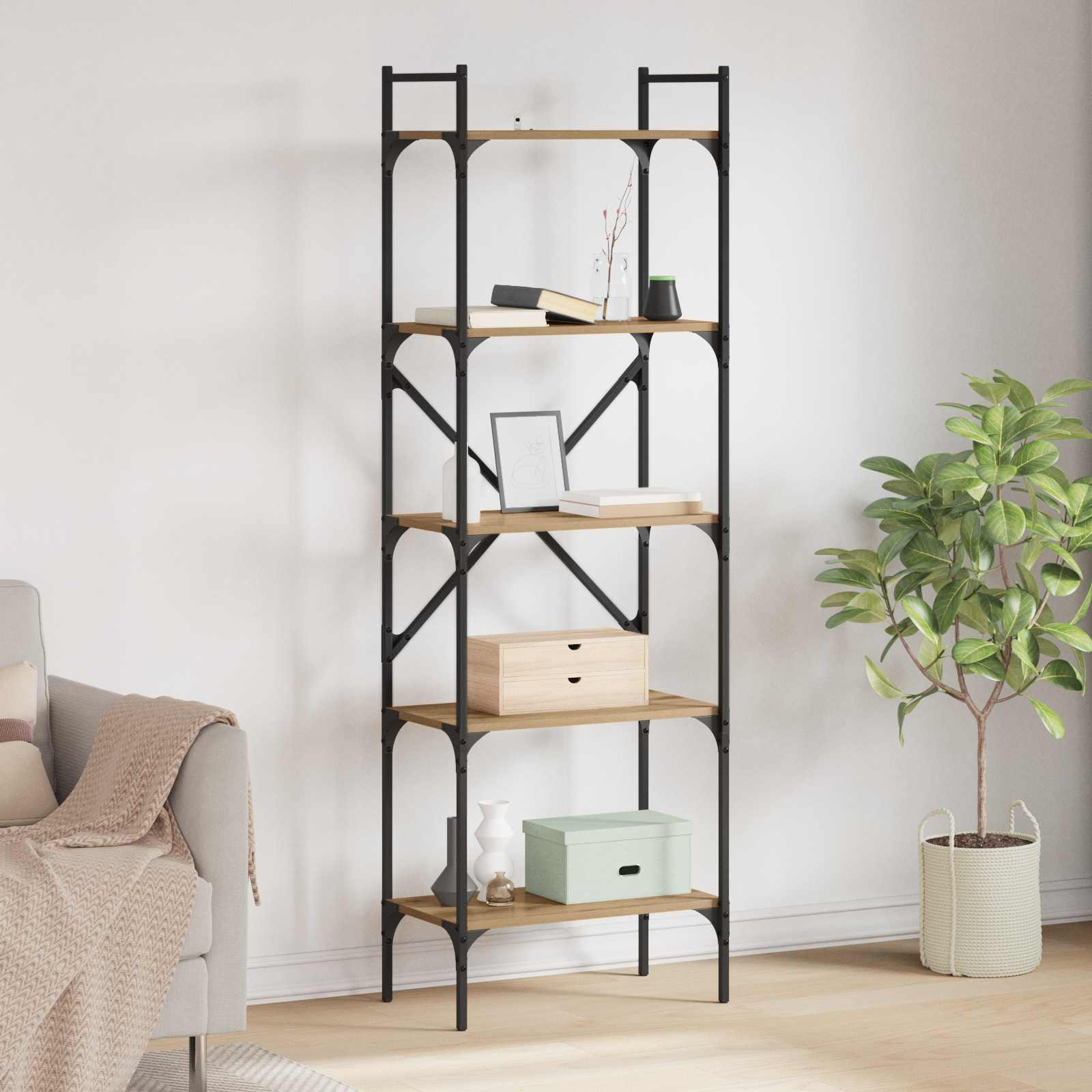 vidaXL Bücherregal 5 Ebenen 56 x 32 x 174 cm Holzwerkstoff