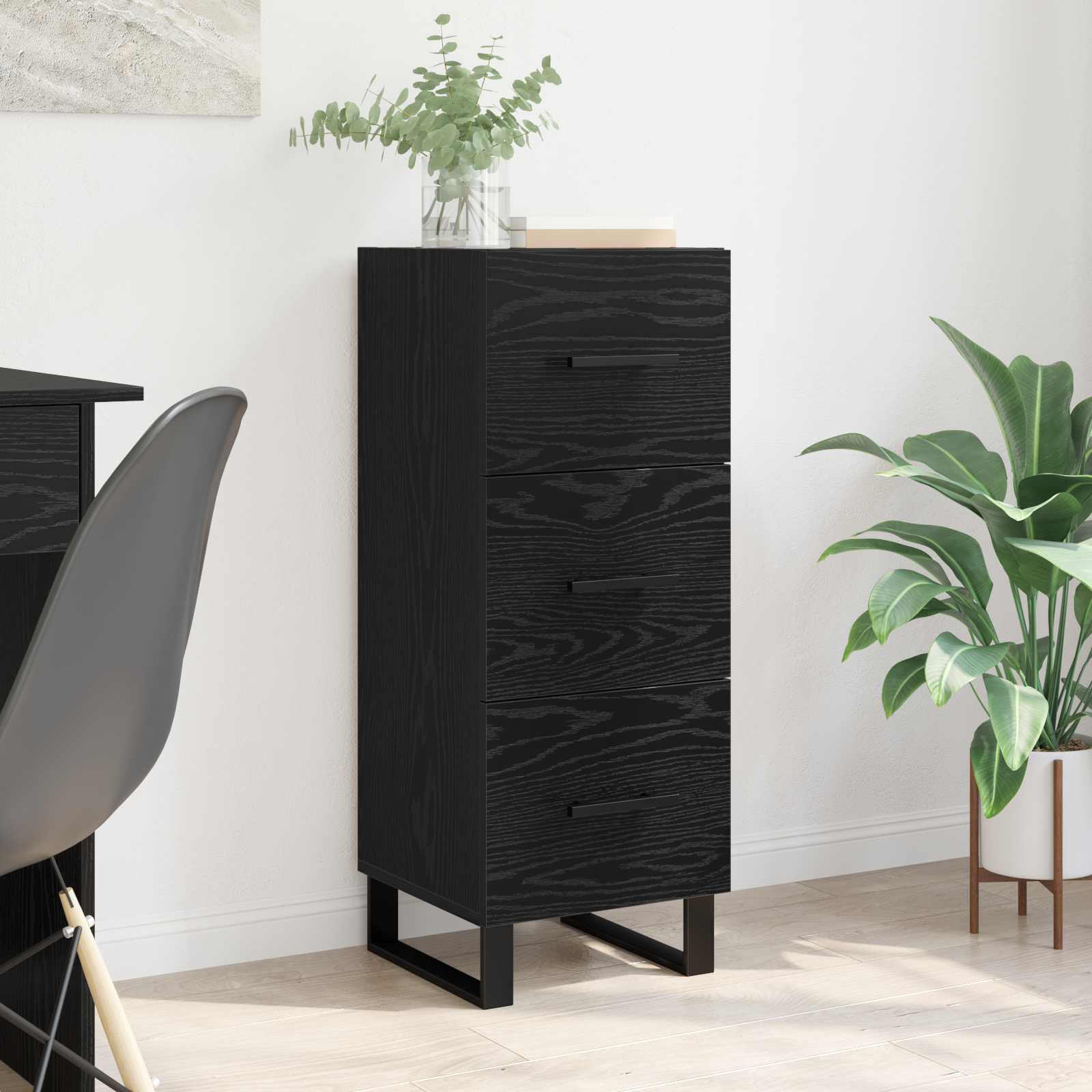 vidaXL Sideboard Schwarz Eichen-Optik 34,5 x 34 x 90 cm Holzwerkstoff