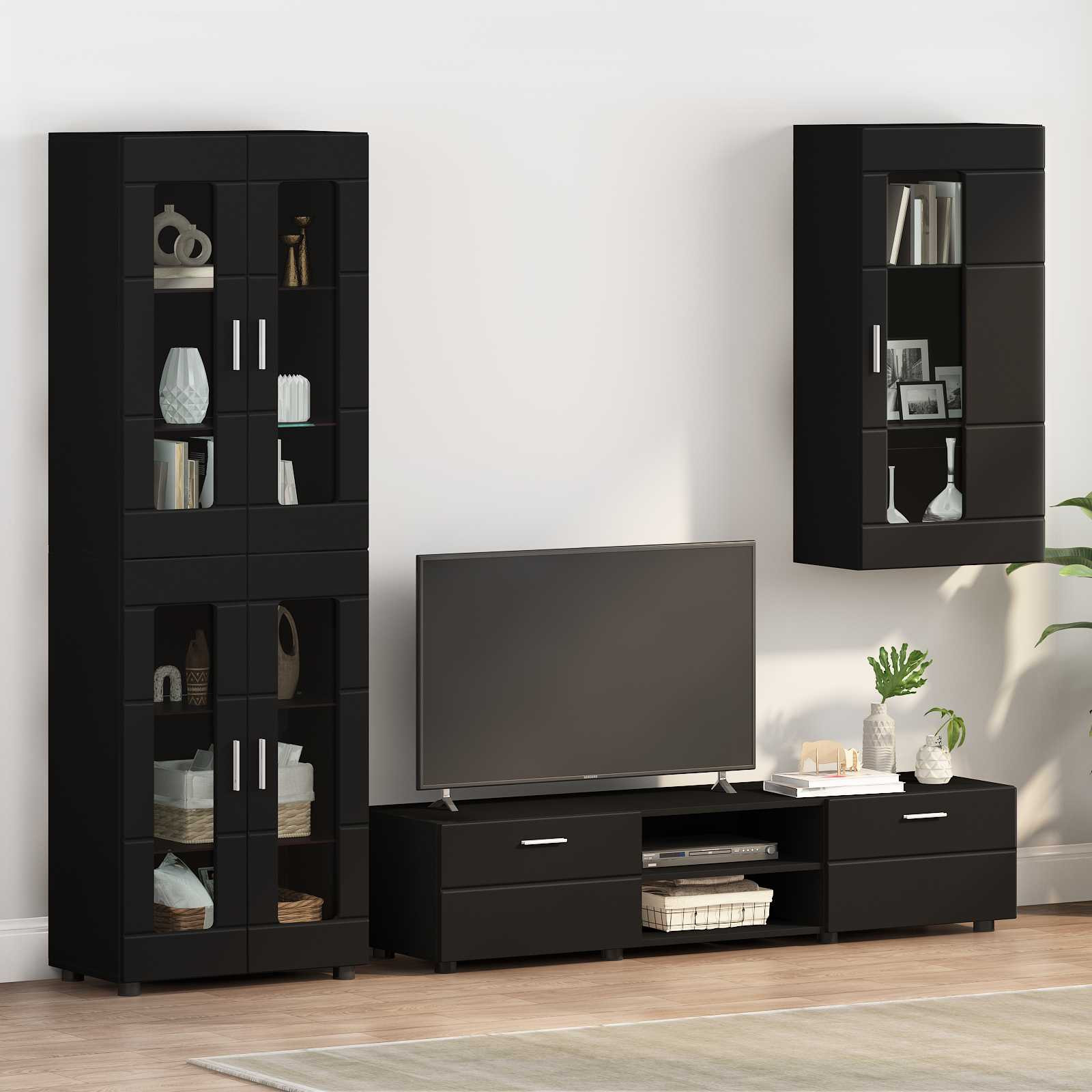 vidaXL Holzschrank mit Speicher Schwarz 50 x 29 x 100 cm Holzwerkstoff
