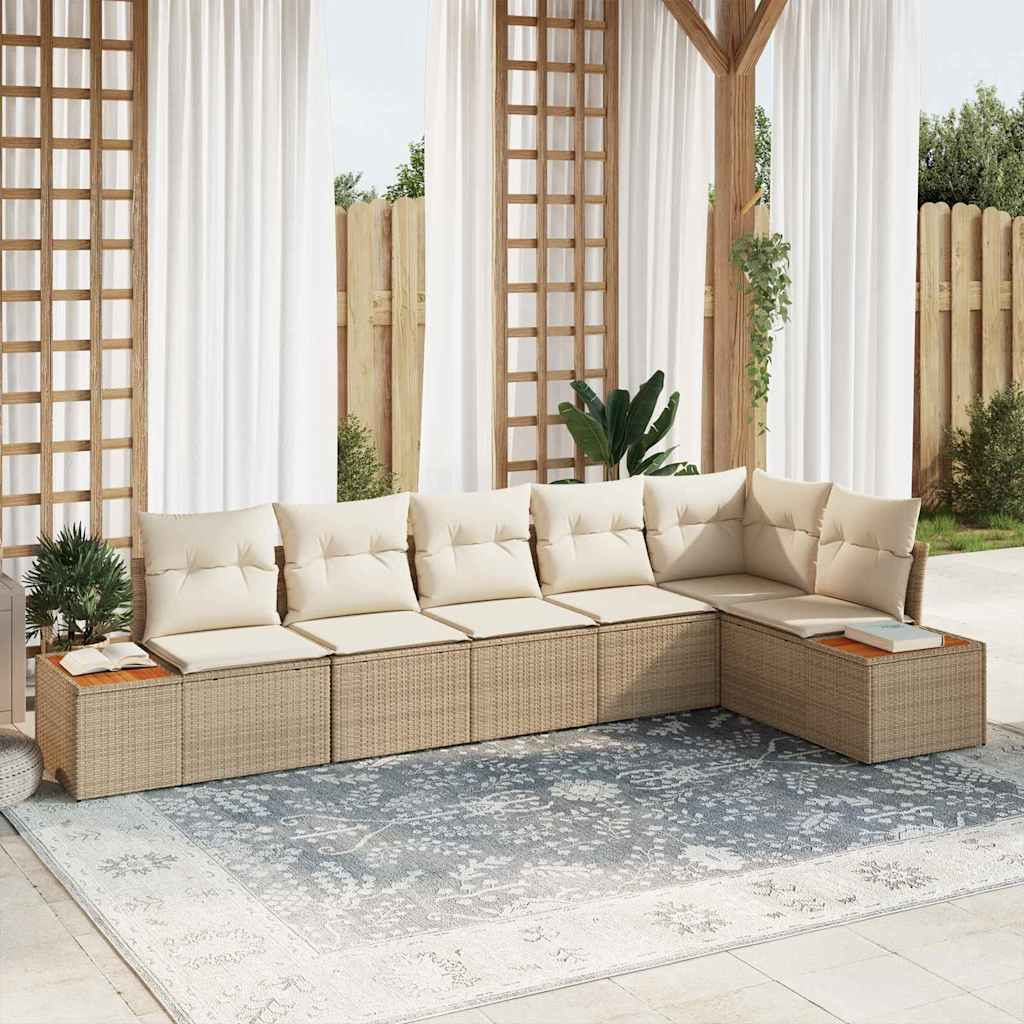 vidaXL Gartensofa-set mit Kissen 6 pcs Beige Poly Rattan