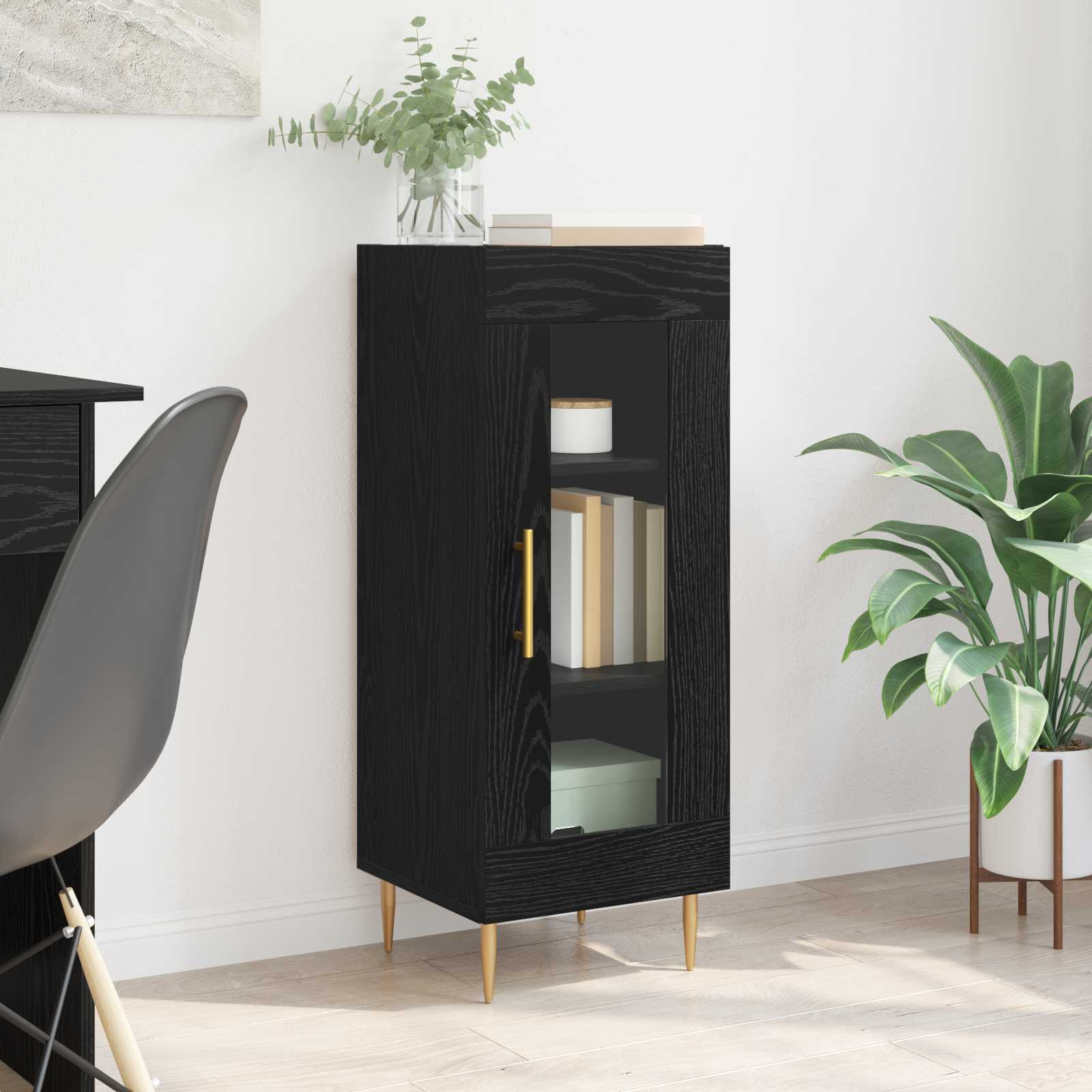 vidaXL Sideboard Schwarz Eichen-Optik 34 x 34,5 x 90 cm Holzwerkstoff