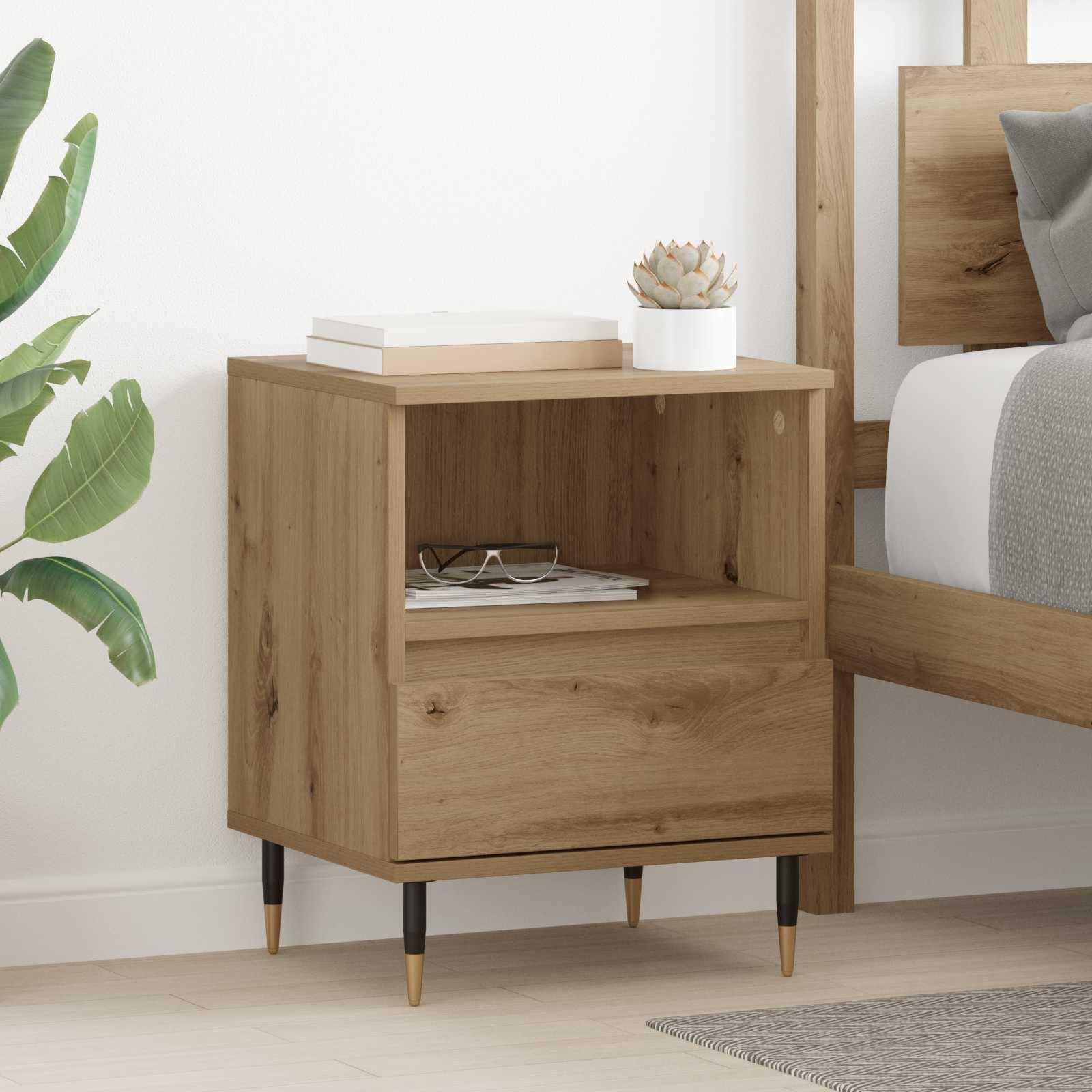 vidaXL Nachttisch 2 Stk. Artisan-Eiche 40 x 35 x 50 cm Holzwerkstoff