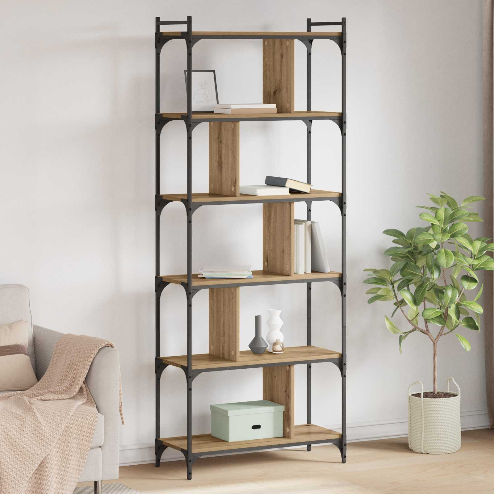 vidaXL Bücherregal 5 Ebenen 76 x 32 x 192 cm Holzwerkstoff
