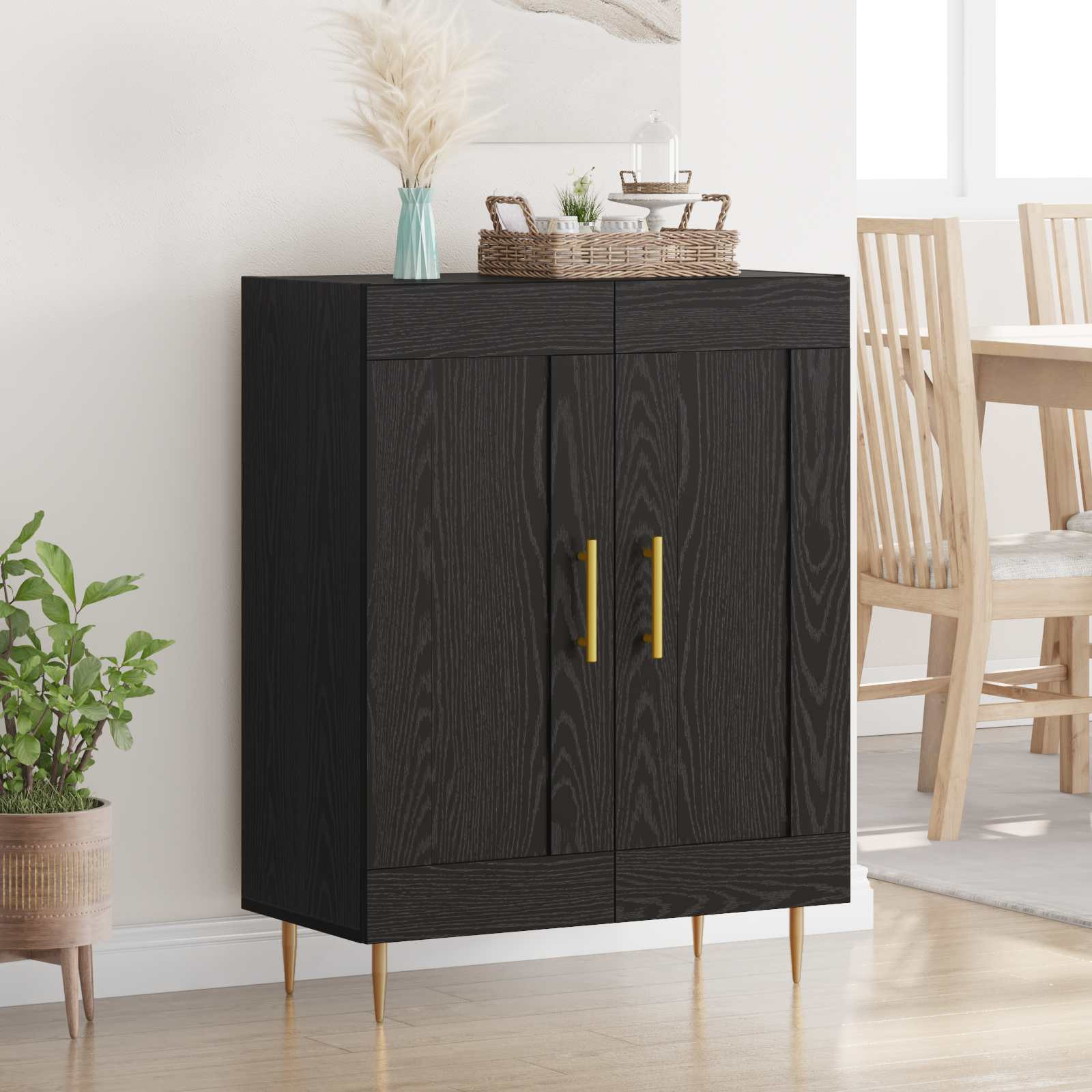vidaXL Sideboard Schwarz Eichen-Optik 69,5 x 34 x 90 cm