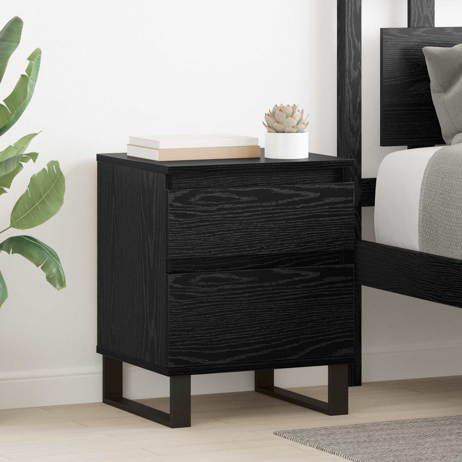 vidaXL Nachttisch Schwarz Eichen-Optik 40 x 35 x 50 cm Holzwerkstoff