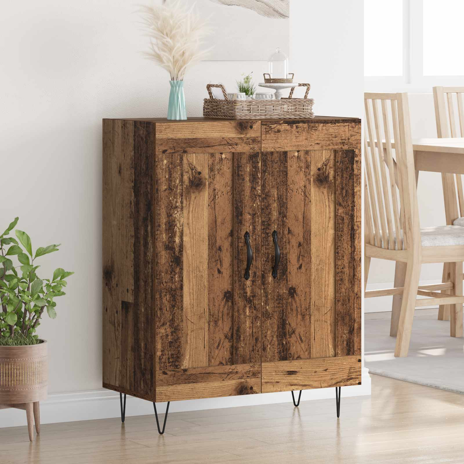 vidaXL Sideboard Altholz 69,5 x 34 x 90 cm Verbundholz und Eisen
