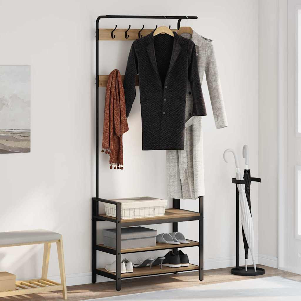 vidaXL Garderobenständer Artisan-Eiche 75 x 34 x 184 cm Holzwerkstoff