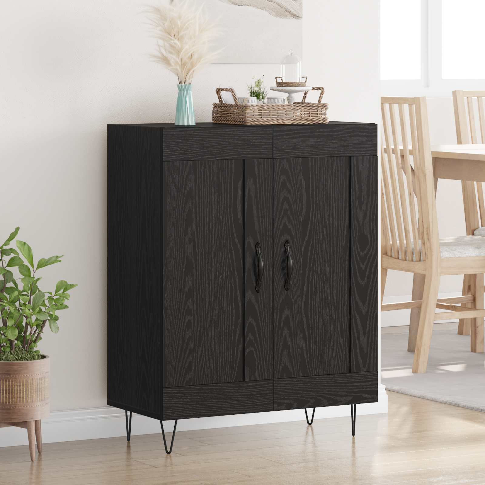 vidaXL Sideboard Schwarz Eichen-Optik 69,5 x 34 x 90 cm