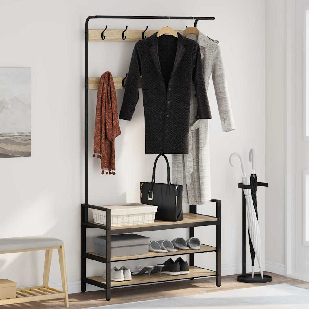 vidaXL Garderobenständer Sonoma-Eiche 95 x 34 x 184 cm Holzwerkstoff