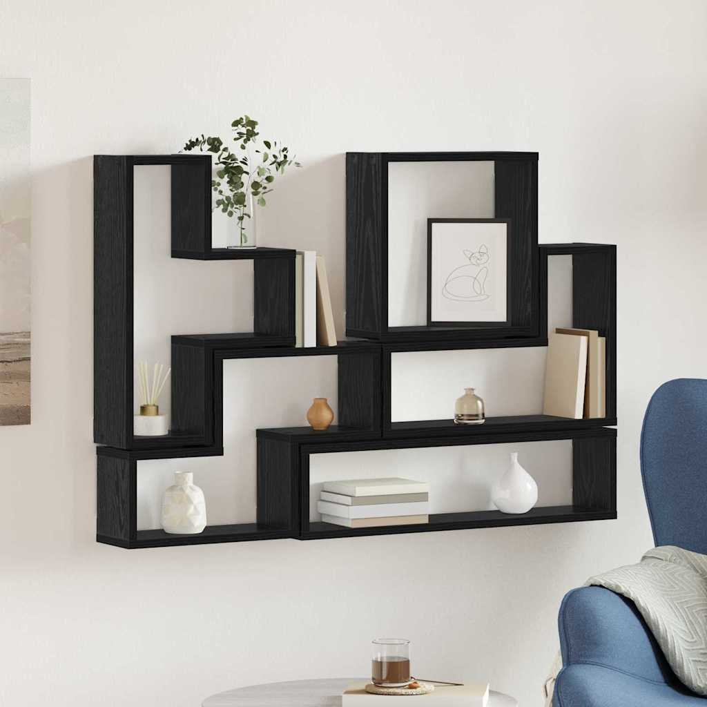 vidaXL Wandregal Wandhalterung Schwarz Eichen-Optik 96 x 12 x 64 cm
