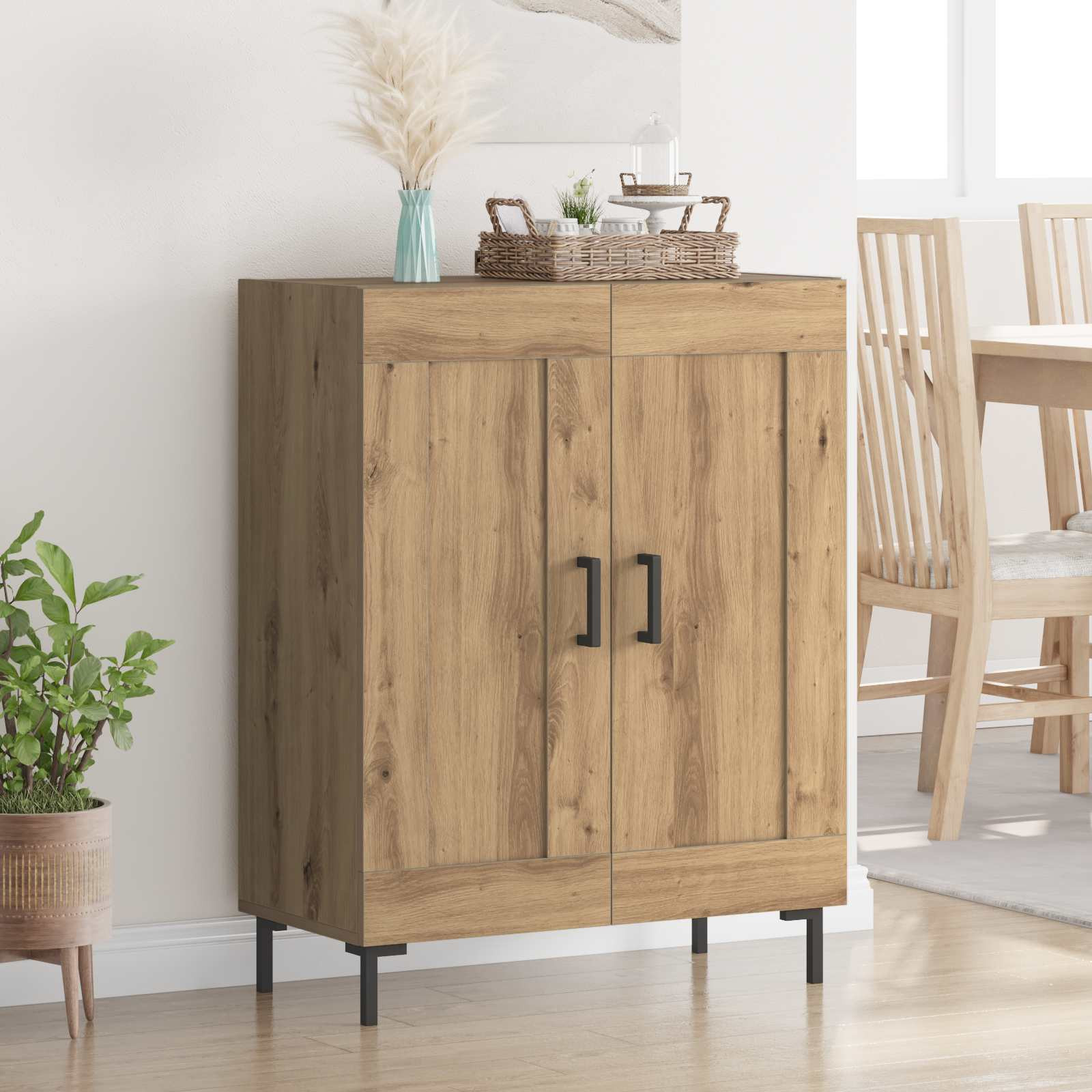 vidaXL Sideboard Artisan-Eiche 69,5 x 34 x 90 cm Verbundholz und Eisen