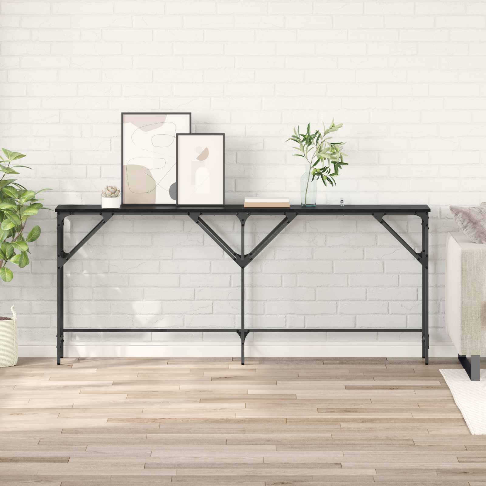 vidaXL Konsolentisch Schwarz Eichen-Optik 180 x 30 x 75 cm