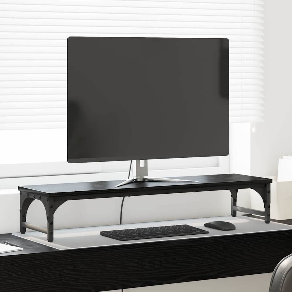 vidaXL Monitor Halterung Schwarz Eichen-Optik 85 x 23 x 15,5 cm