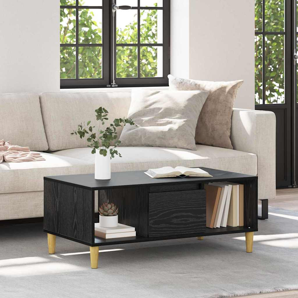 vidaXL Couchtisch Schwarz Eichen-Optik 90 x 50 x 26,5 cm Holzwerkstoff
