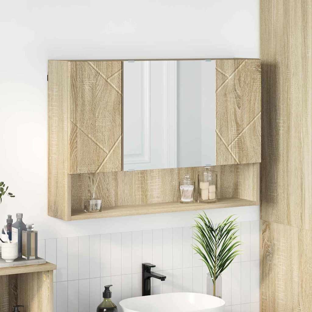 vidaXL Spiegelschrank Sonoma-Eiche 80 x 17 x 55 cm Holzwerkstoff