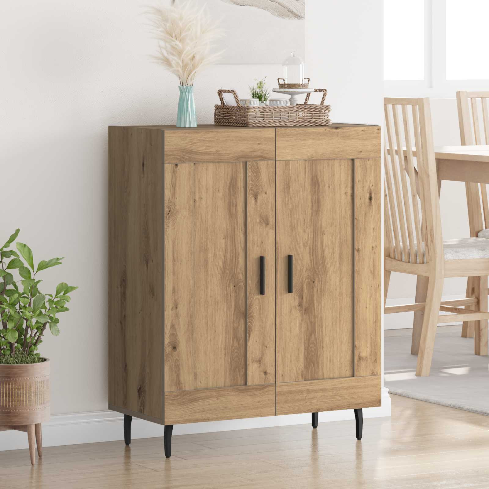 vidaXL Sideboard Artisan-Eiche 69,5 x 34 x 90 cm Verbundholz und Eisen