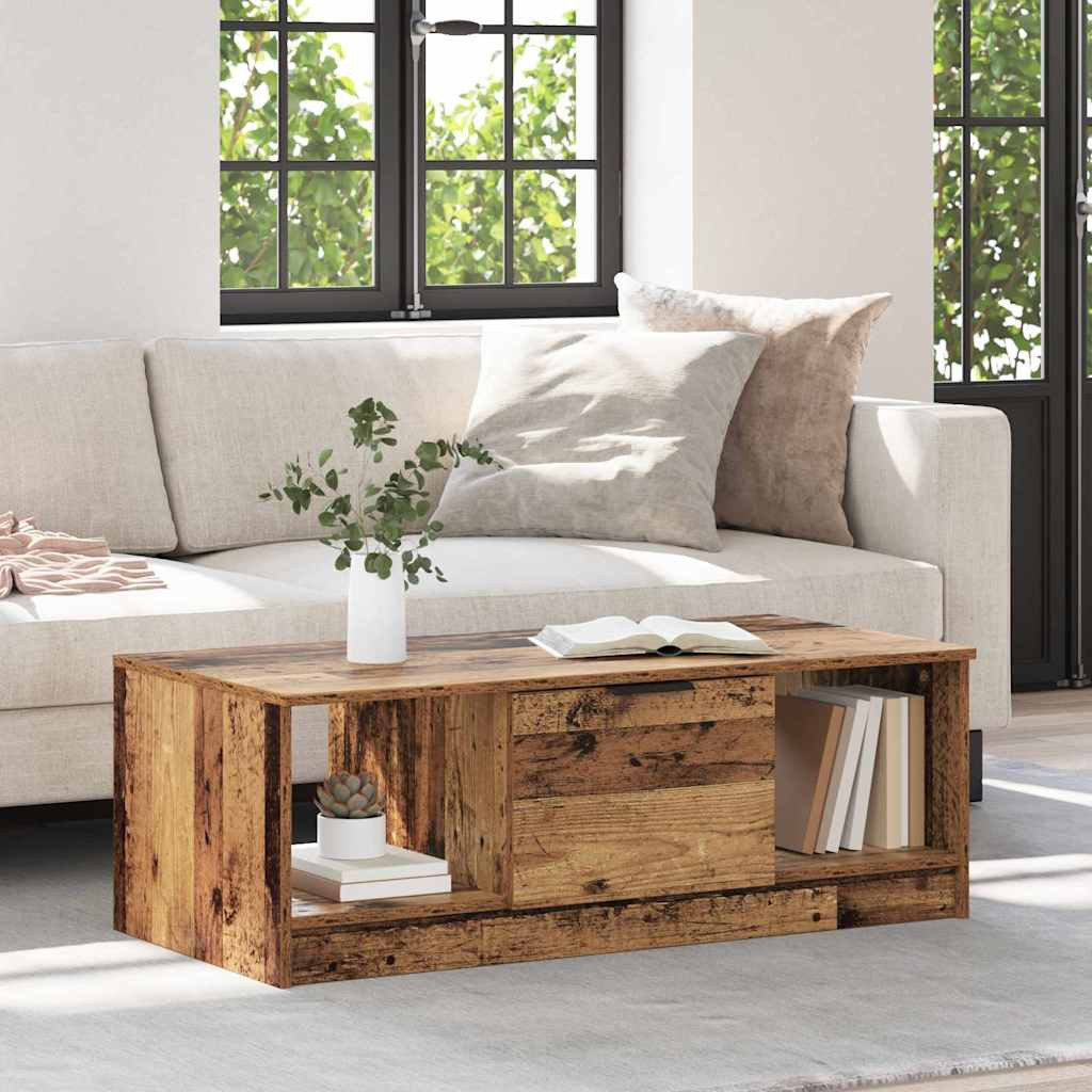 vidaXL Couchtisch mit Schubladen Altholz 102 x 50 x 36cm Holzwerkstoff