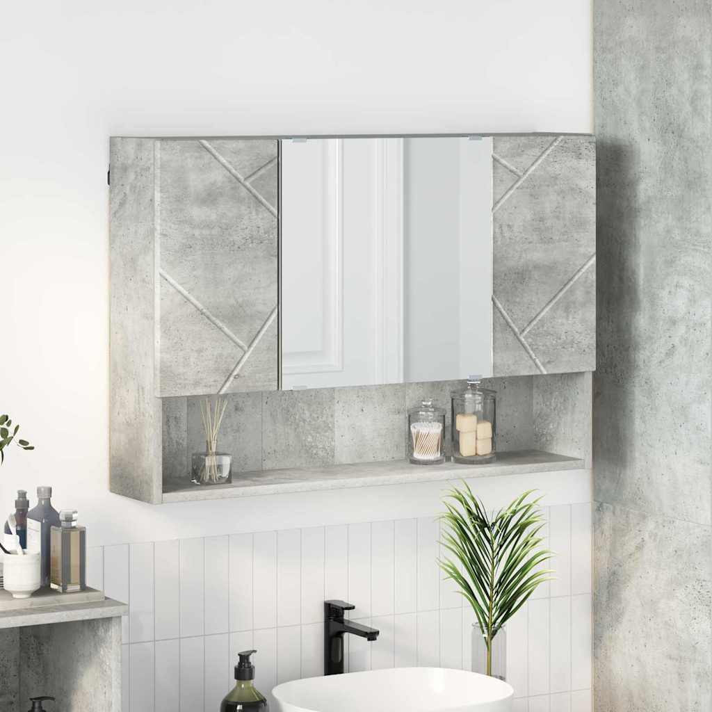 vidaXL Spiegelschrank mit Tür Beton Grau 80 x 17 x 55 cm Holzwerkstoff