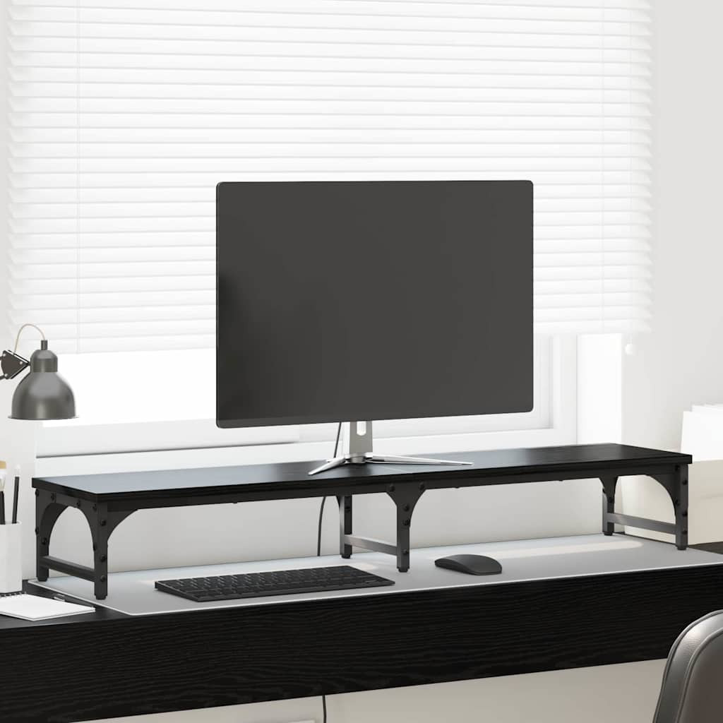 vidaXL Monitor Halterung Schwarz Eichen-Optik 105 x 23 x 15,5 cm