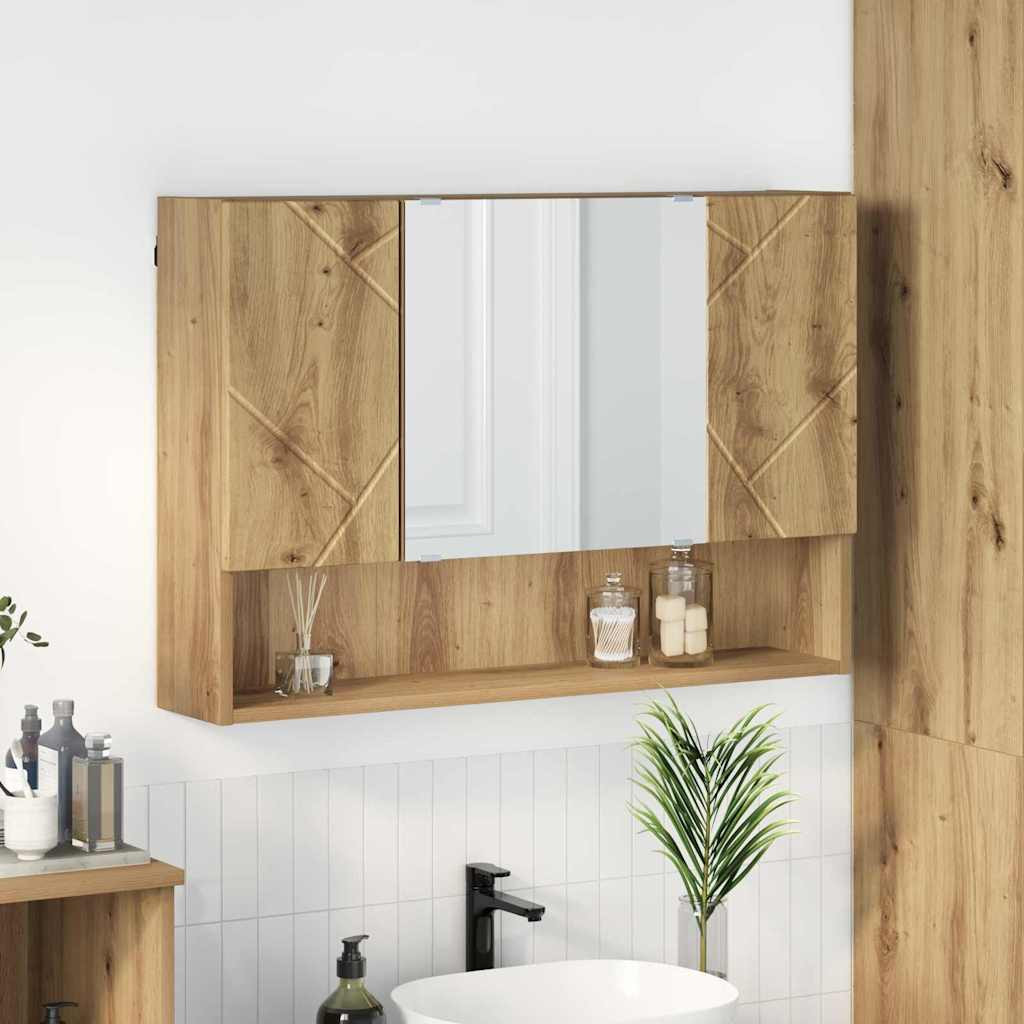 vidaXL Spiegelschrank Artisan-Eiche 80 x 17 x 55 cm Holzwerkstoff
