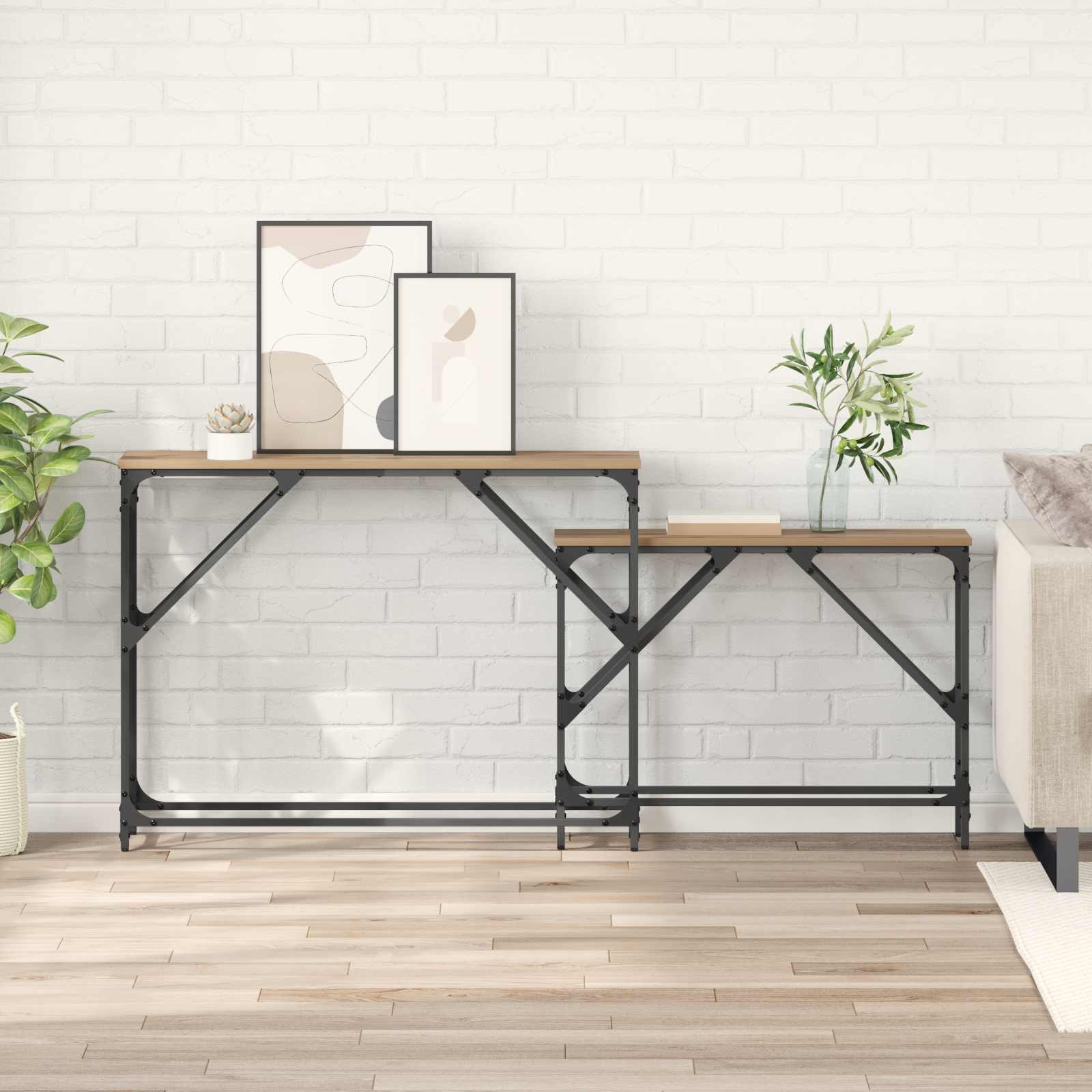 vidaXL Konsolentisch 2 Stk. Artisan-Eiche 100 x 28 x 75 cm