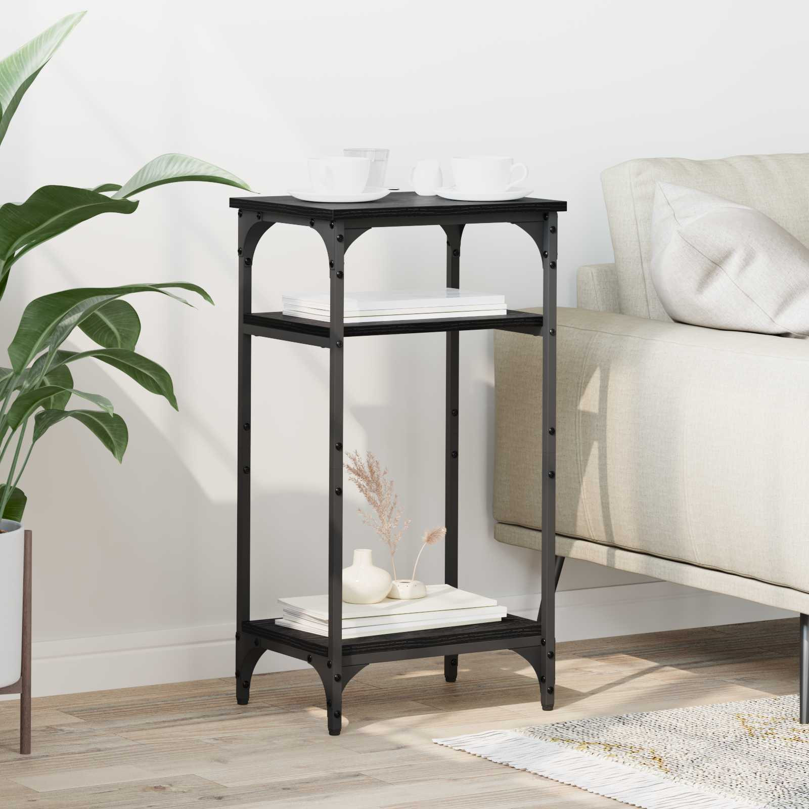 vidaXL Beistelltisch mit Regal Schwarz Eichen-Optik 40 x 30 x 75 cm
