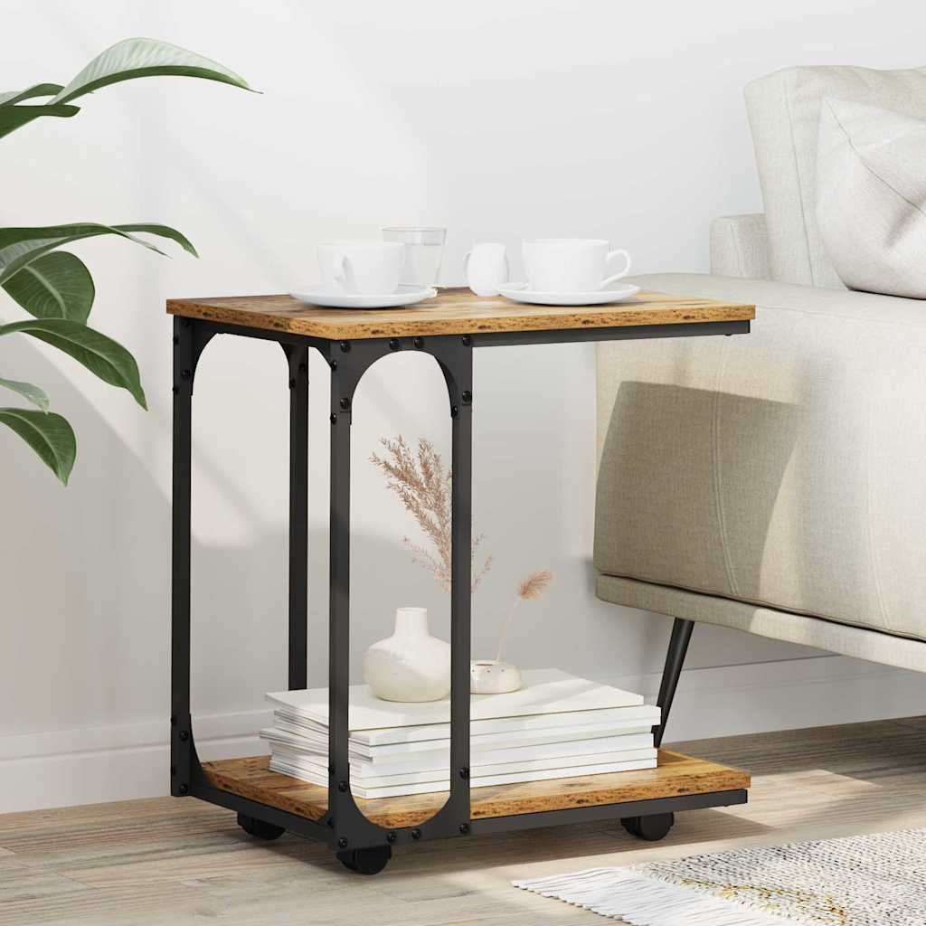 vidaXL Beistelltisch mit Regal Altholz 50 x 35 x 55.5 cm Holzwerkstoff