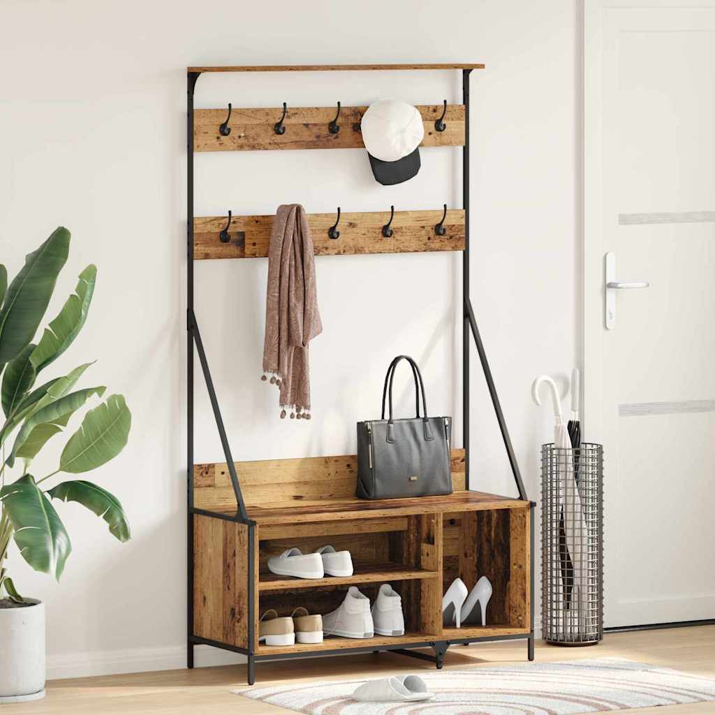 vidaXL Kleiderständer Altholz 100 x 41 x 184 cm Holzwerkstoff