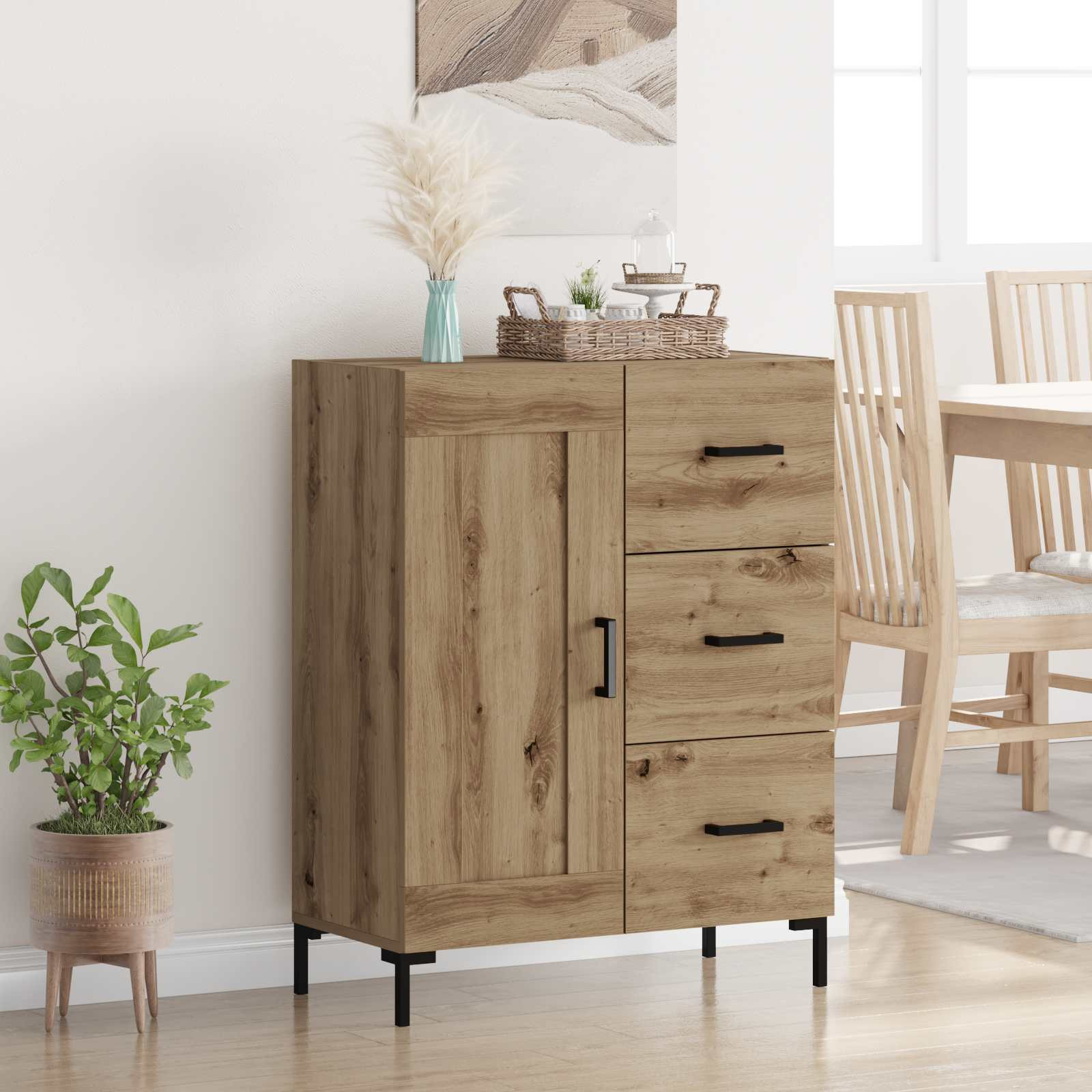 vidaXL Sideboard Artisan-Eiche 69.5 x 34 x 90 cm Holzwerkstoff