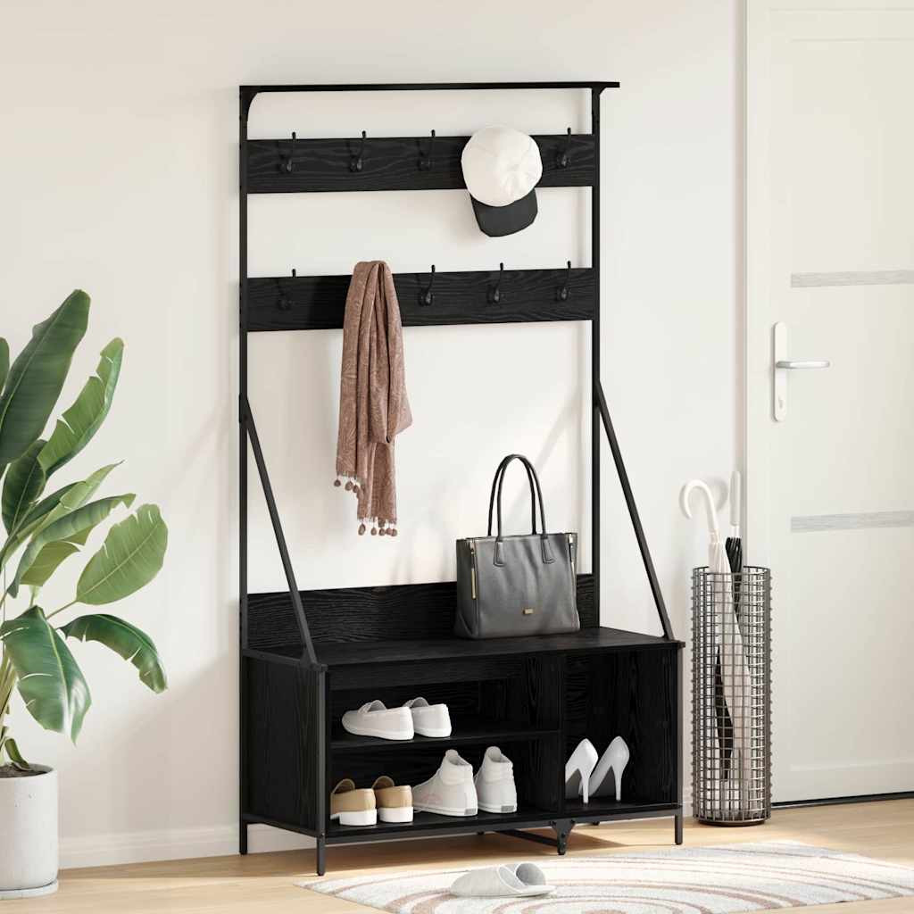 vidaXL Kleiderständer mit Regal Schwarz Eichen-Optik 100 x 41 x 184 cm