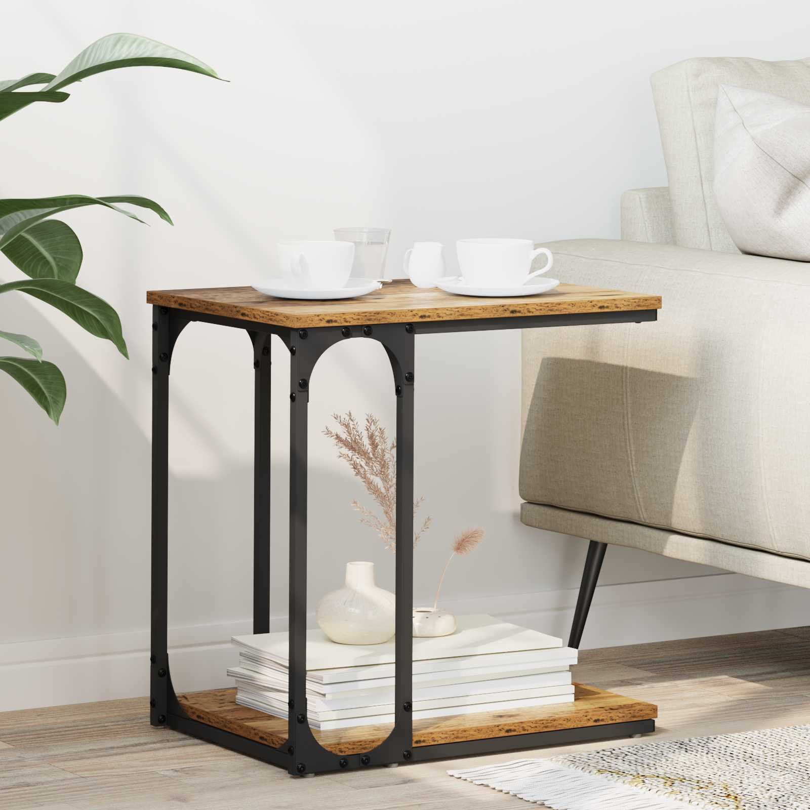 vidaXL Beistelltisch mit Regal Altholz 50 x 35 x 52 cm Holzwerkstoff