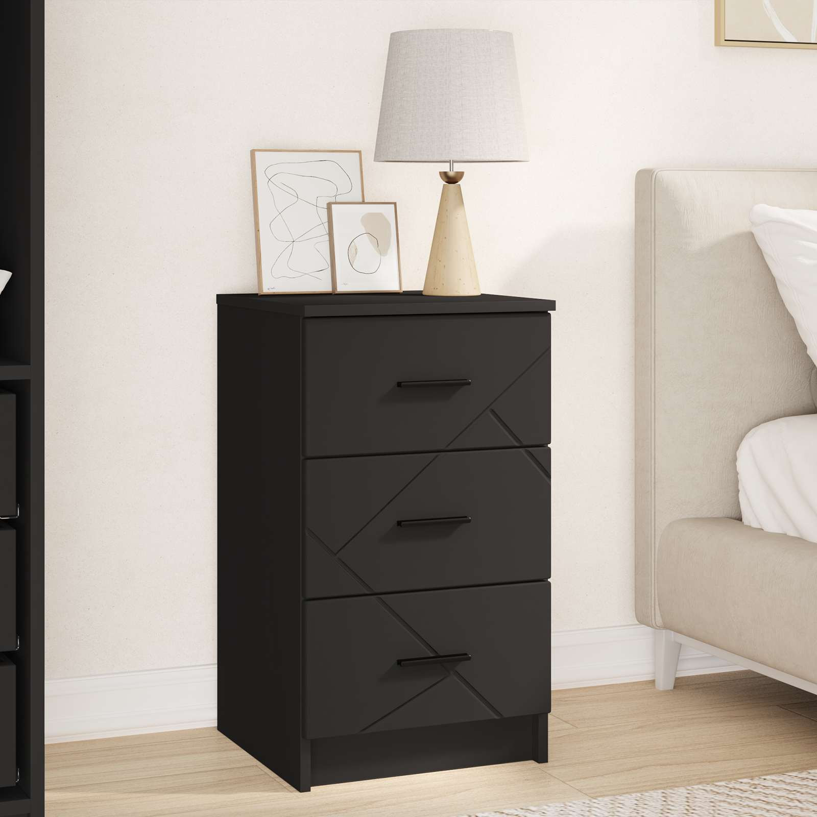 vidaXL Nachttisch mit Schubladen Schwarz 38 x 38 x 66 cm Holzwerkstoff