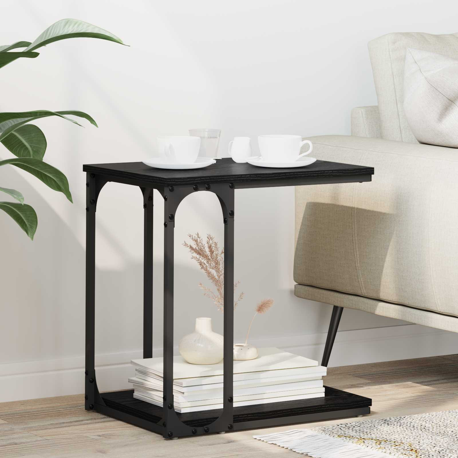 vidaXL Beistelltisch mit Regal Schwarz Eichen-Optik 50 x 35 x 52 cm