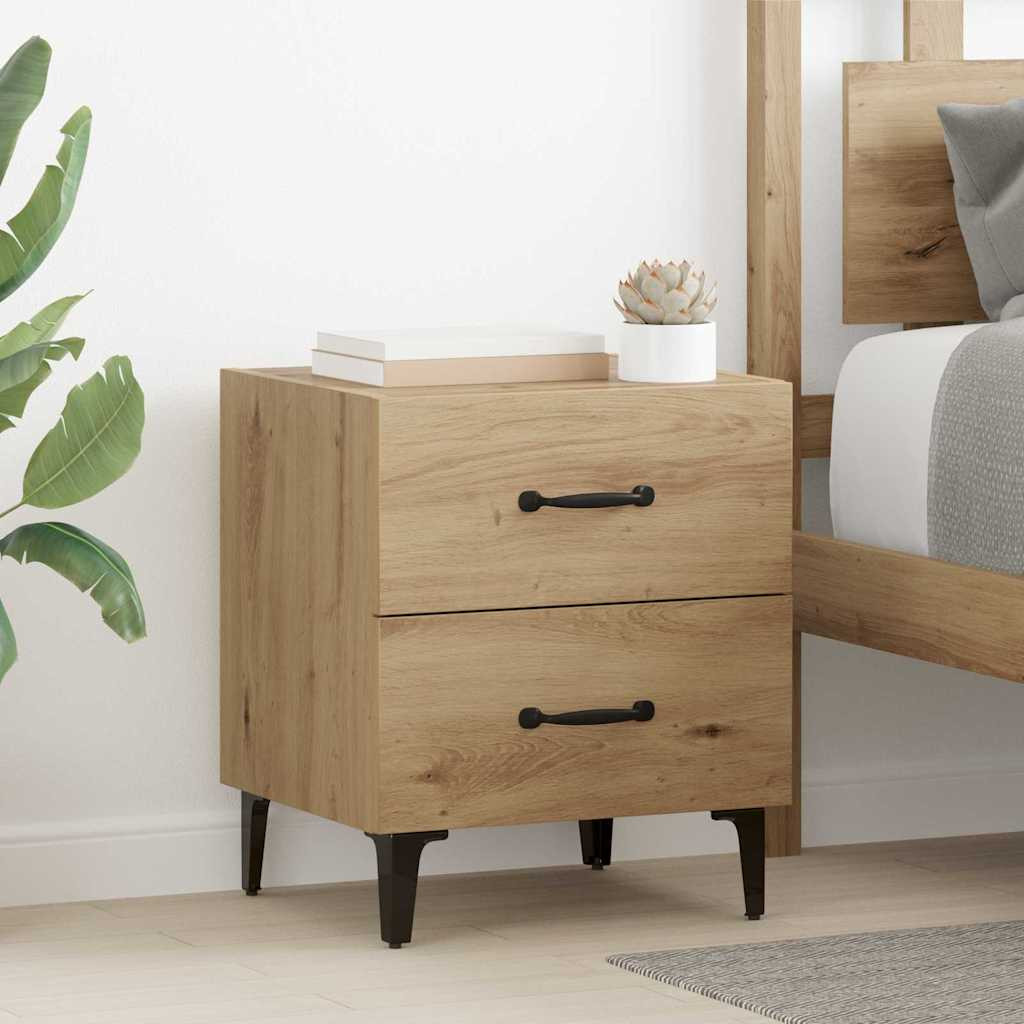 vidaXL Bettschrank 2 Stk. Artisan-Eiche 40 x 35 x 47,5 cm