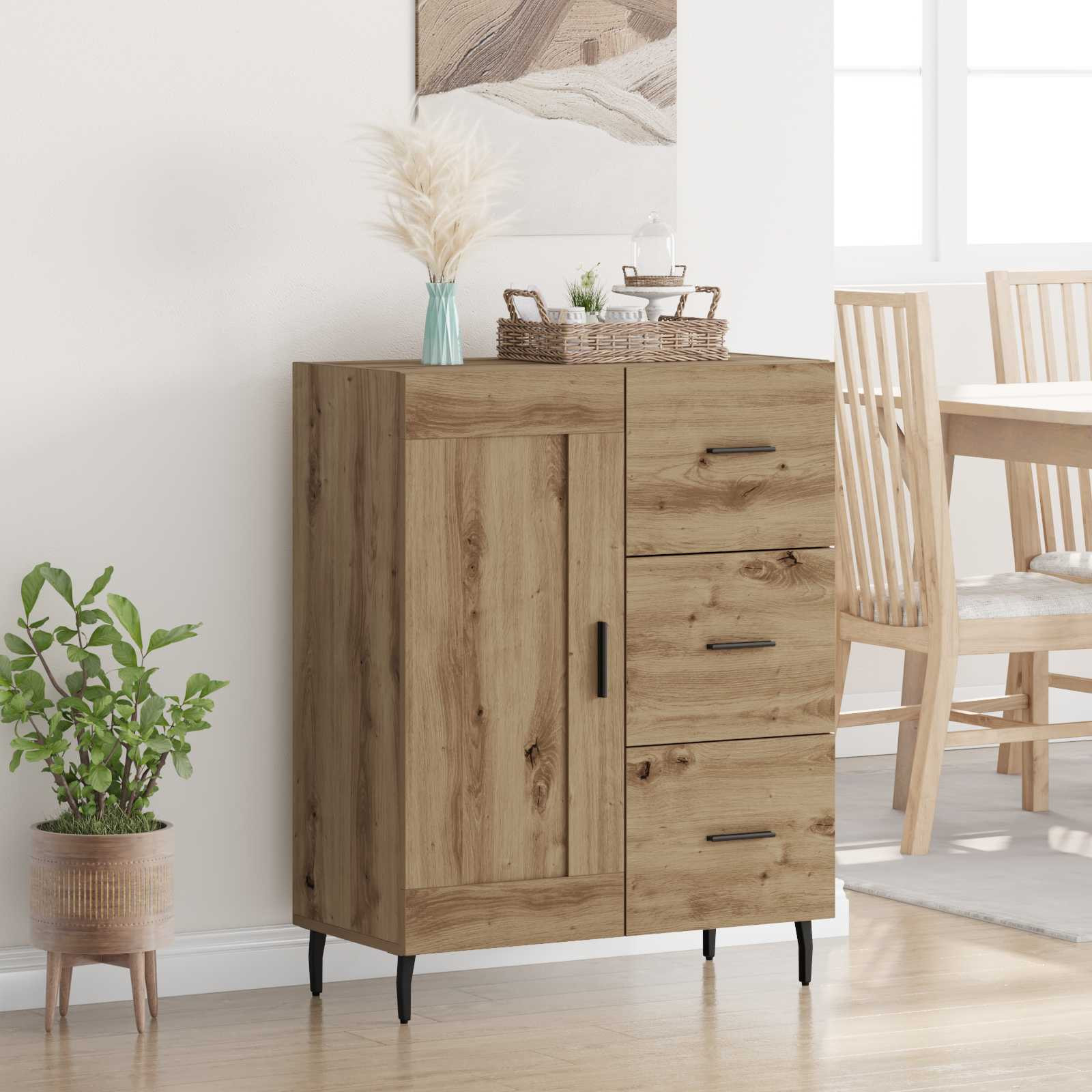 vidaXL Sideboard Artisan-Eiche 69,5 x 34 x 90 cm Verbundholz und Eisen