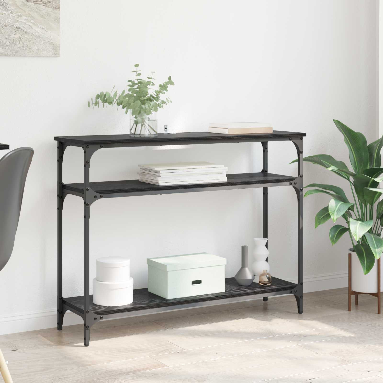 vidaXL Konsolentisch mit Regal Schwarz Eichen-Optik 100 x 29 x 75 cm