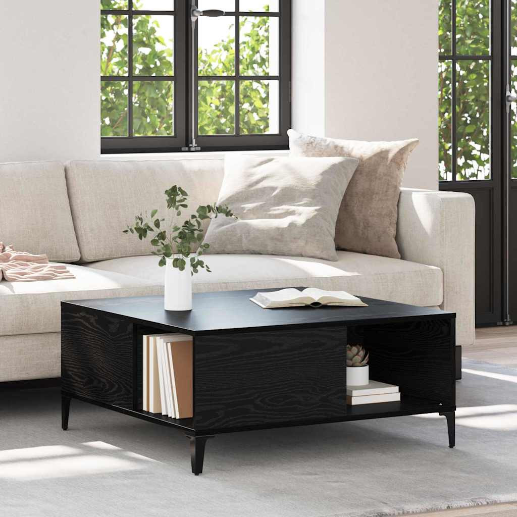 vidaXL Couchtisch Schwarz Eichen-Optik 80 x 80 x 36,5 cm Holzwerkstoff