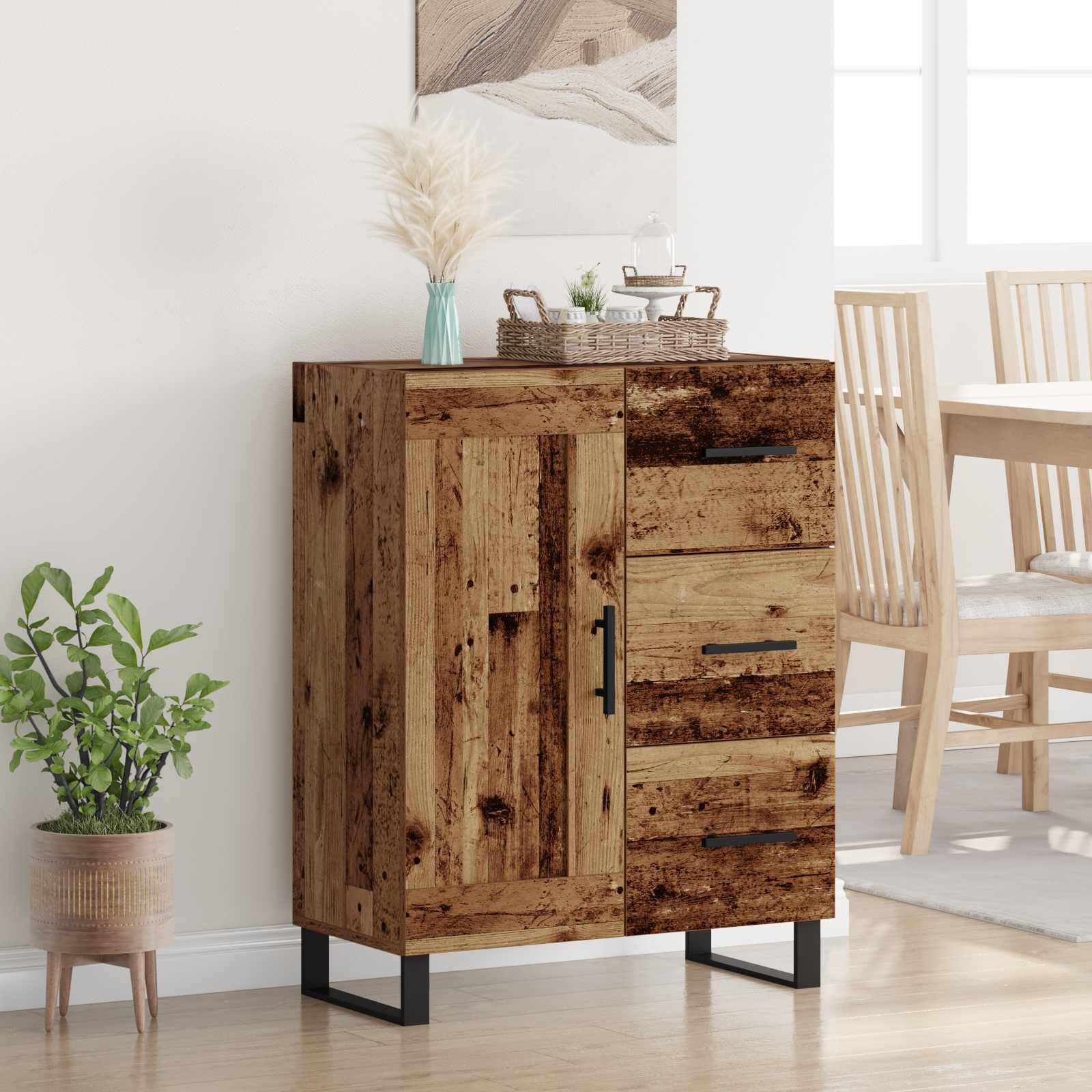 vidaXL Sideboard Altholz 69,5 x 34 x 90 cm Verbundholz und Eisen
