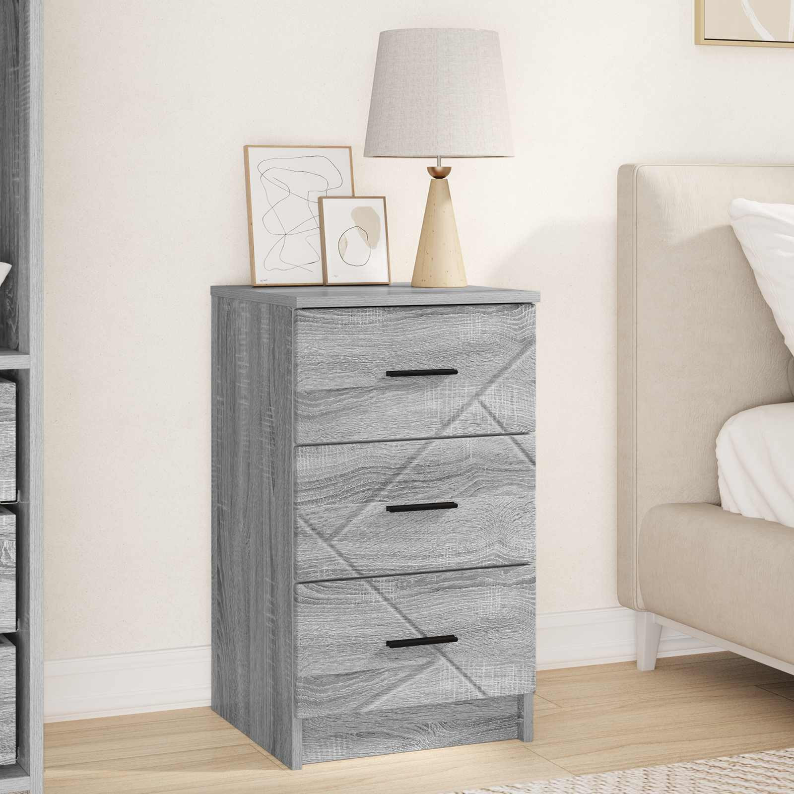 vidaXL Nachttisch Grau Sonoma 38 x 38 x 66 cm Holzwerkstoff