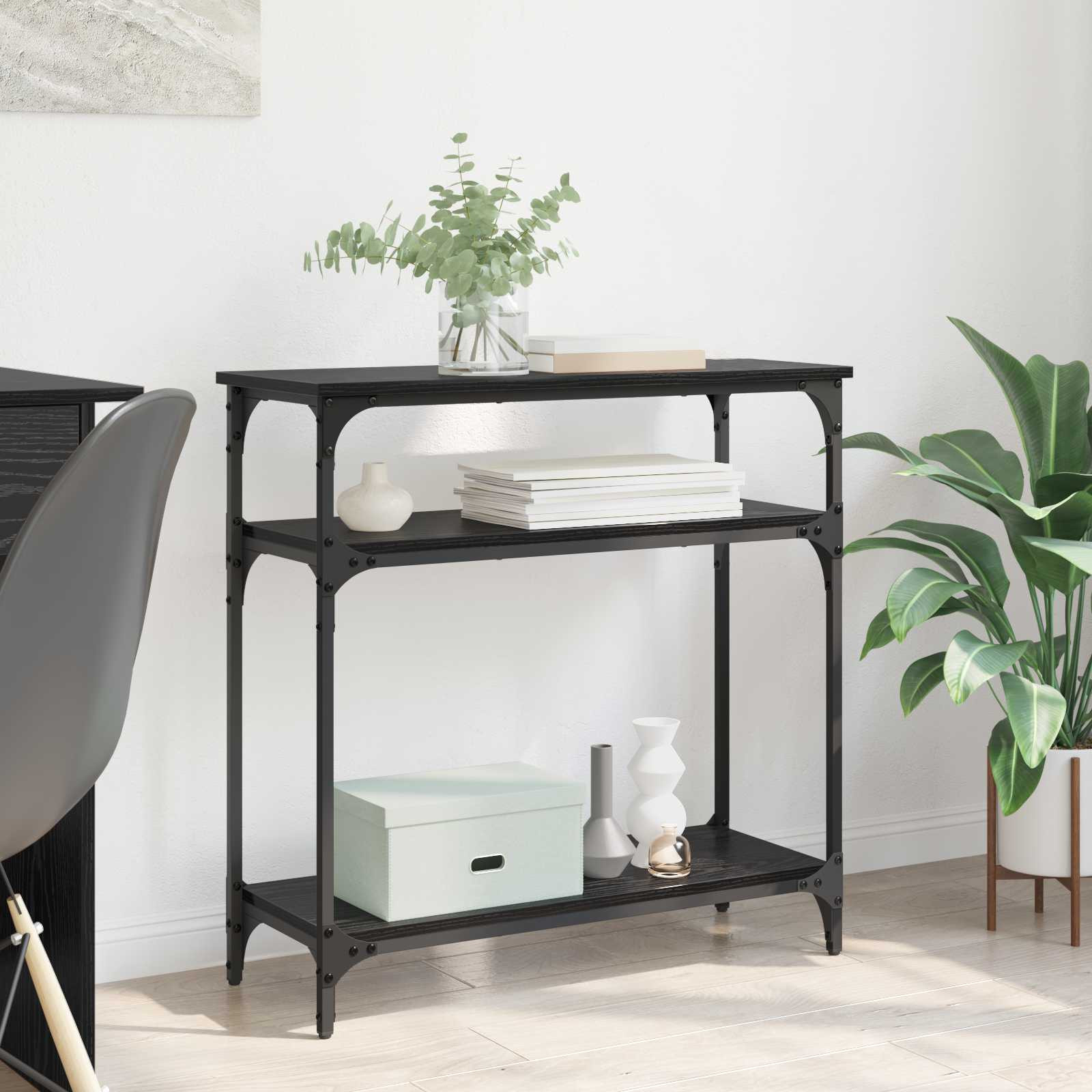 vidaXL Konsolentisch mit Regal Schwarz Eichen-Optik 75 x 29 x 75 cm