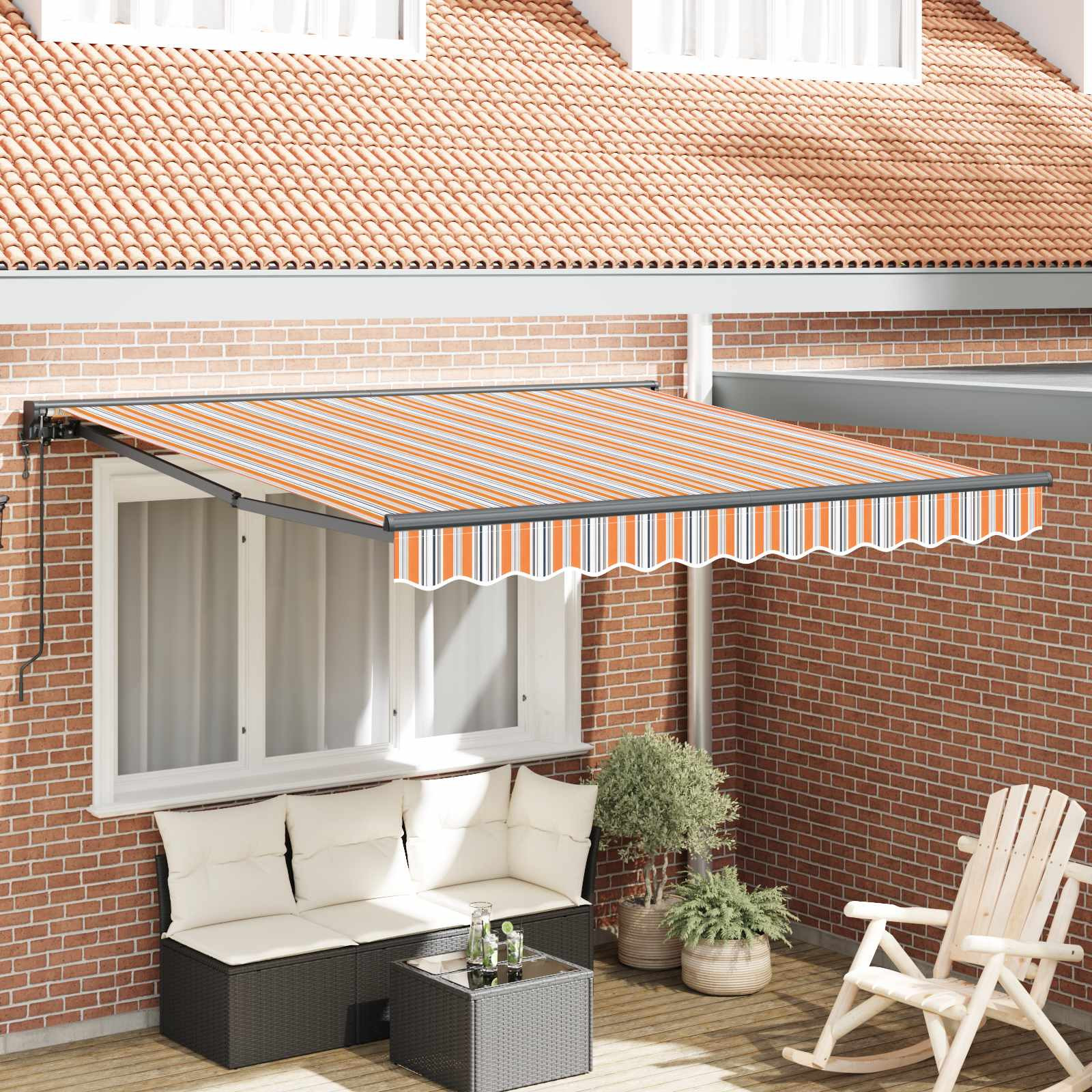 vidaXL Markisenrahmen Blau und Orange 350 x 250 cm