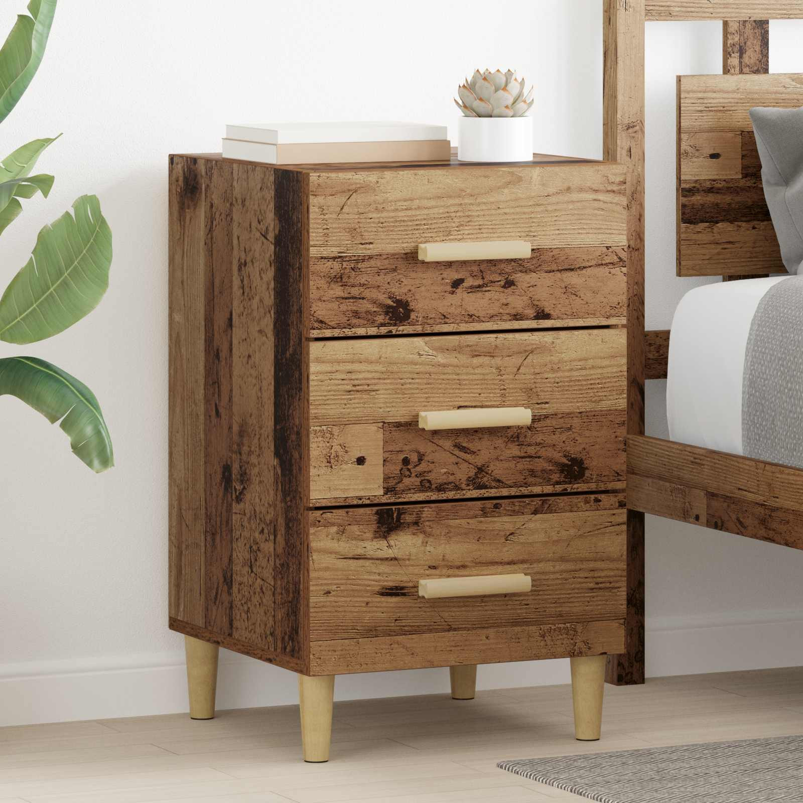 vidaXL Nachttisch Altholz 40 x 40 x 66 cm Holzwerkstoff